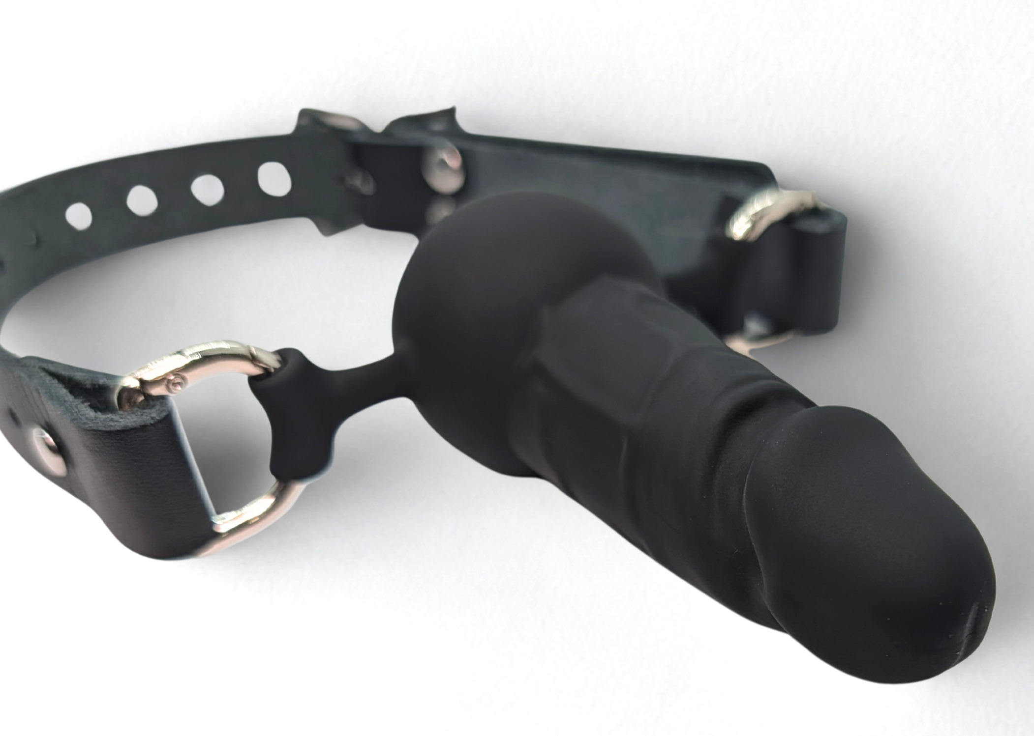 Silicone Penis Gag with Leather Straps