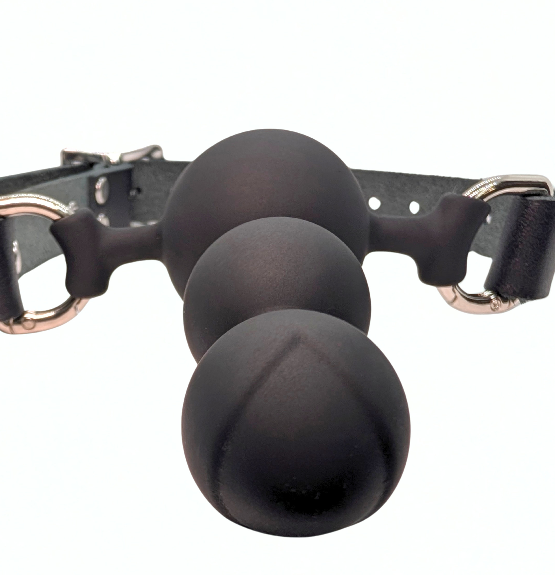 Silicone Stacked Ball Gag with Leather Straps