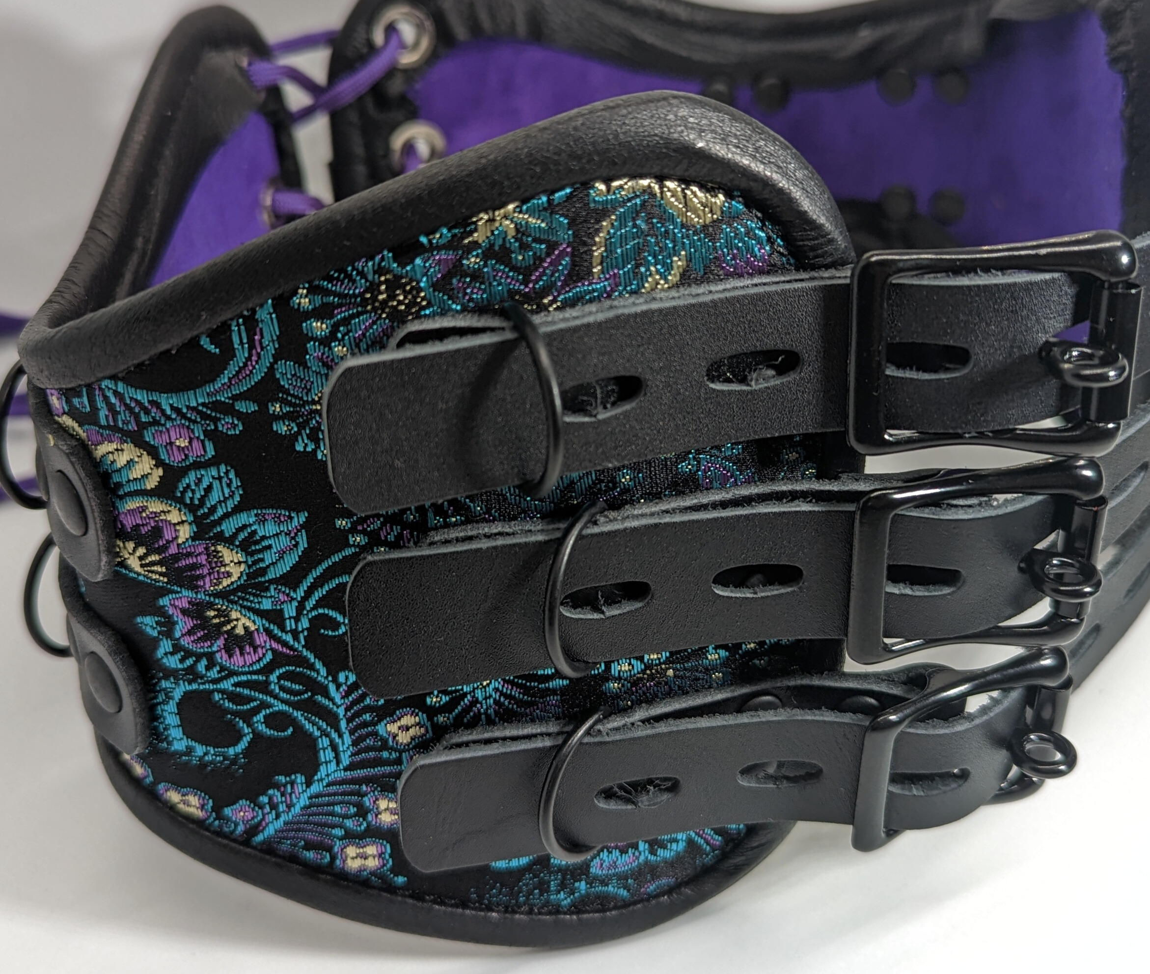 Blue Purple Brocade Waist Restraint Corset Style