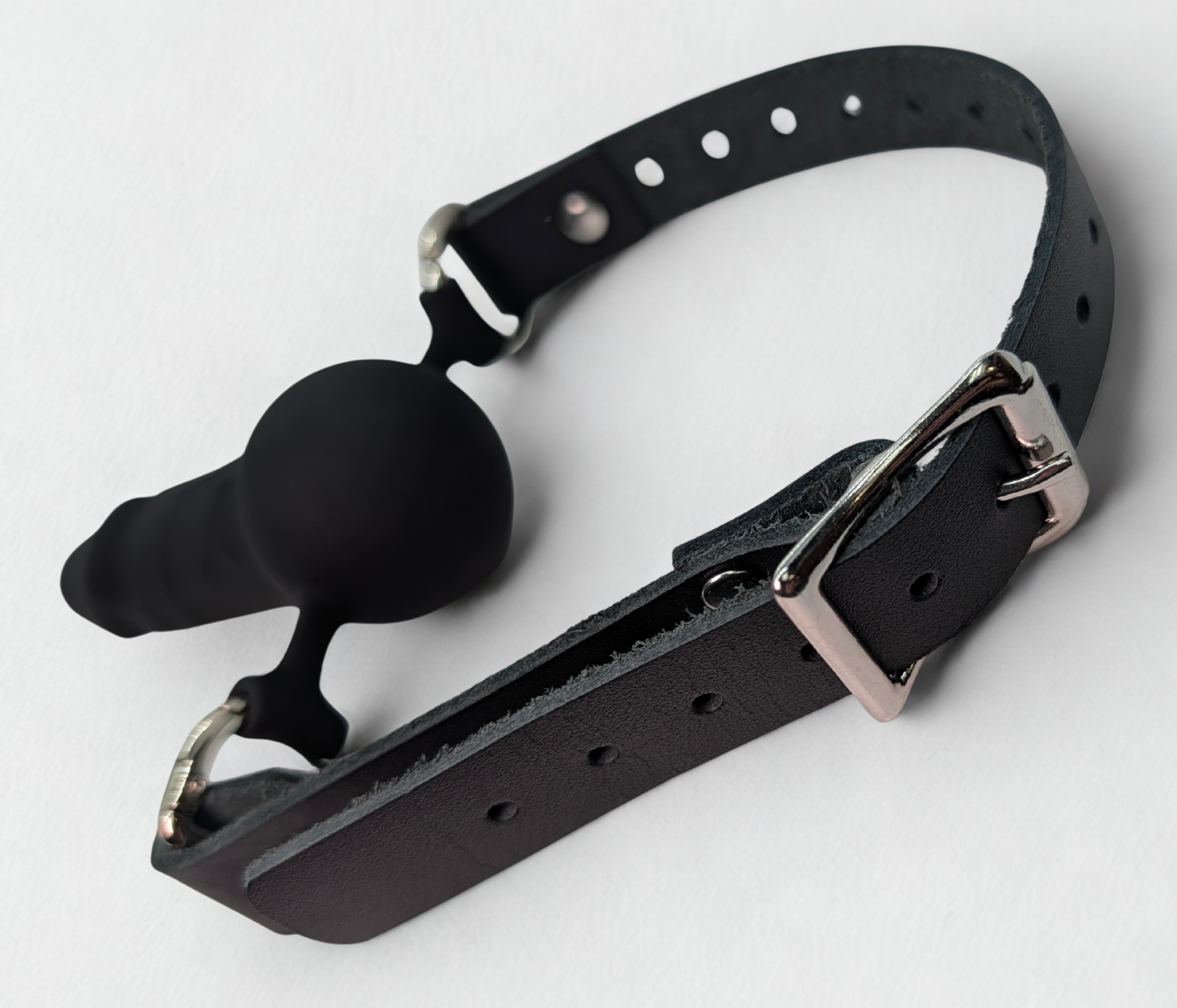 Silicone Penis Gag with Leather Straps
