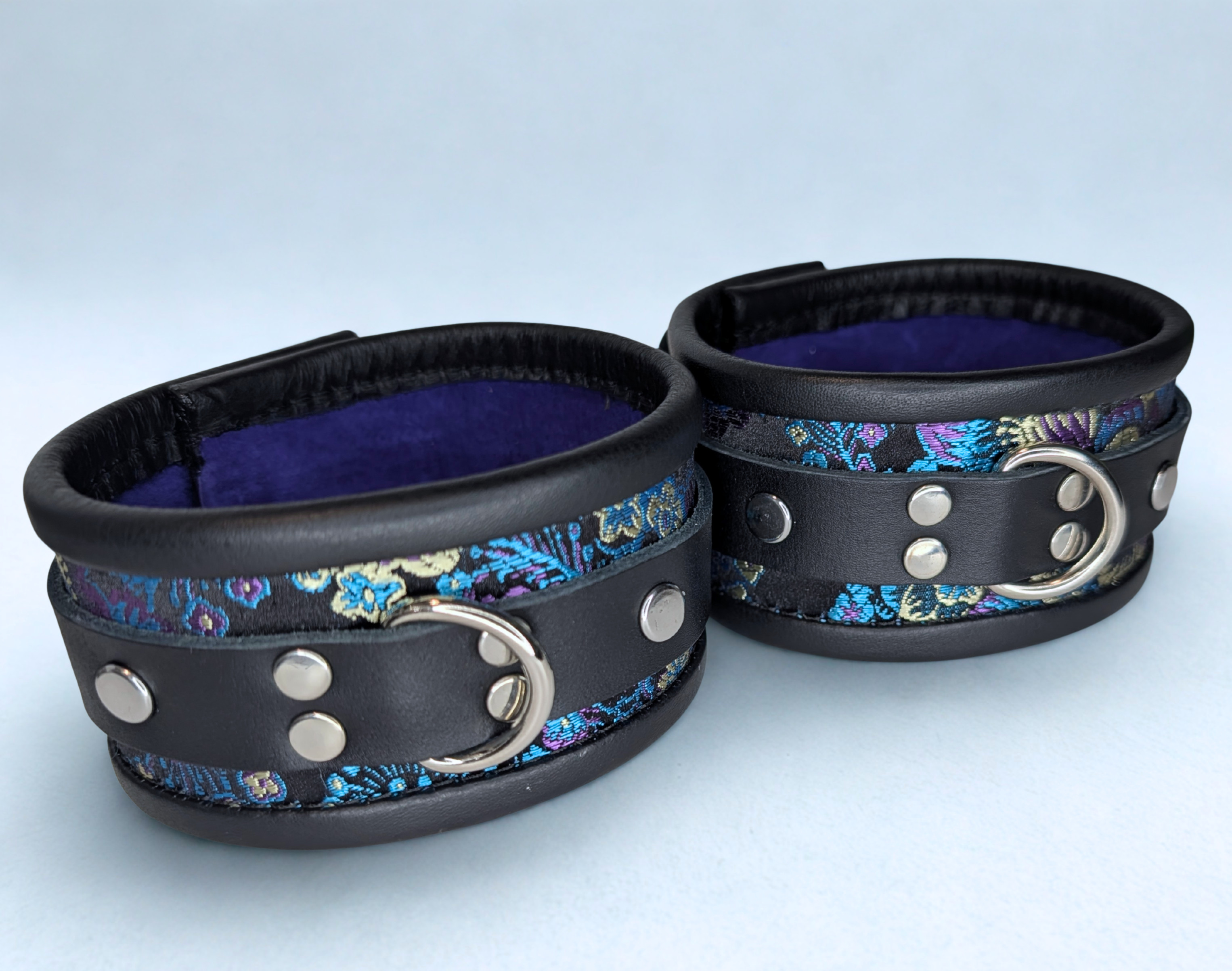 Blue Purple Brocade Ankle Cuffs
