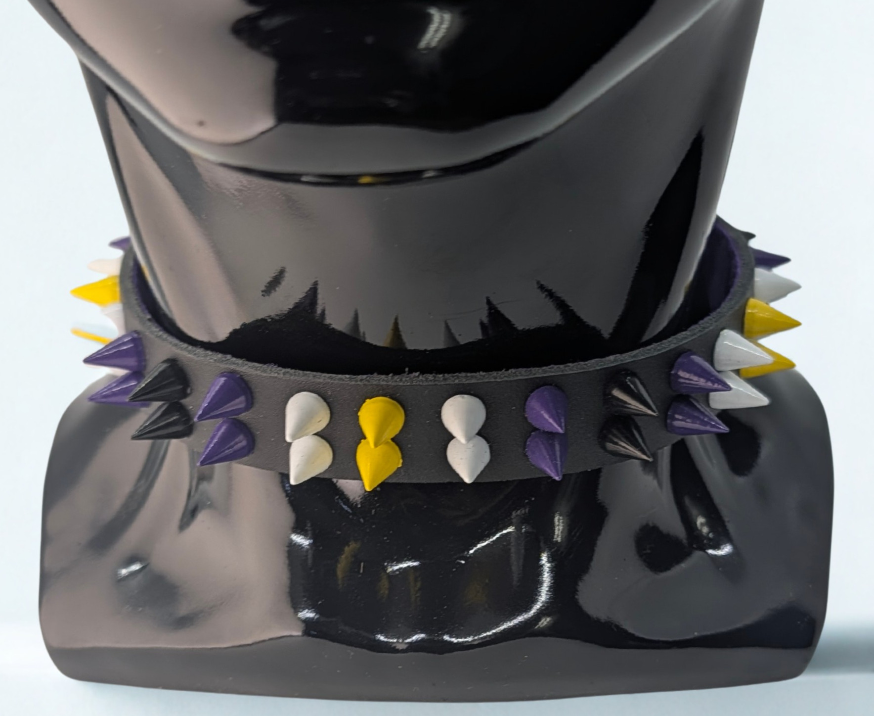 Non-Binary Pride Spike Leather Day Collar