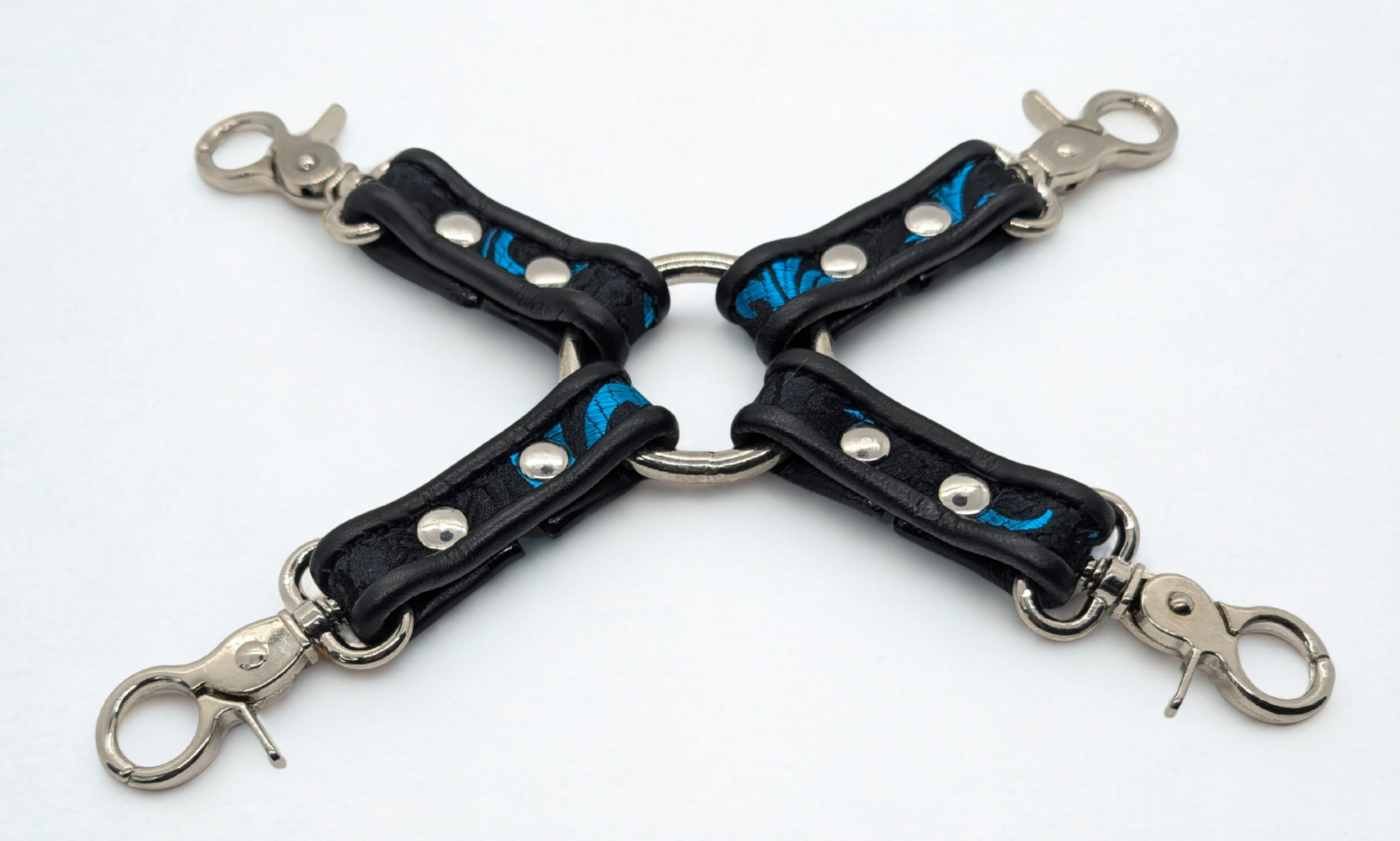 Blue Feather  Brocade Hog Tie