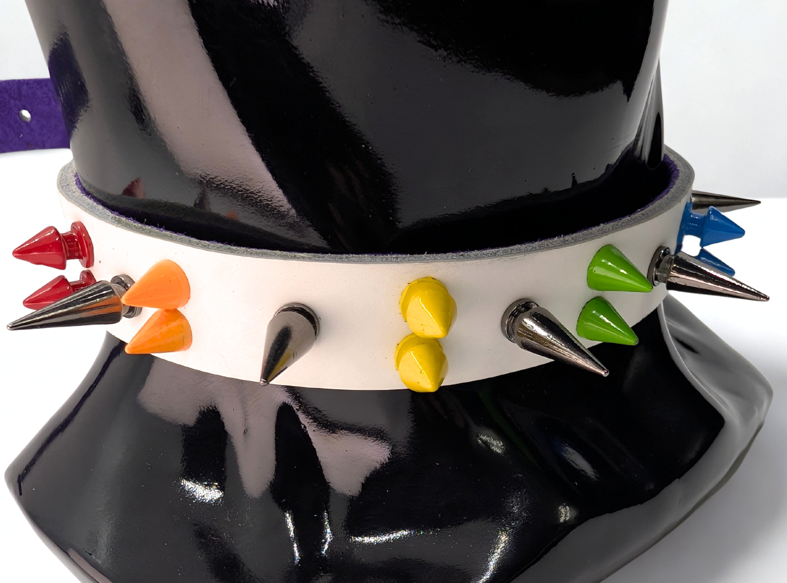 Rainbow Pride Spiked Leather Day Collar