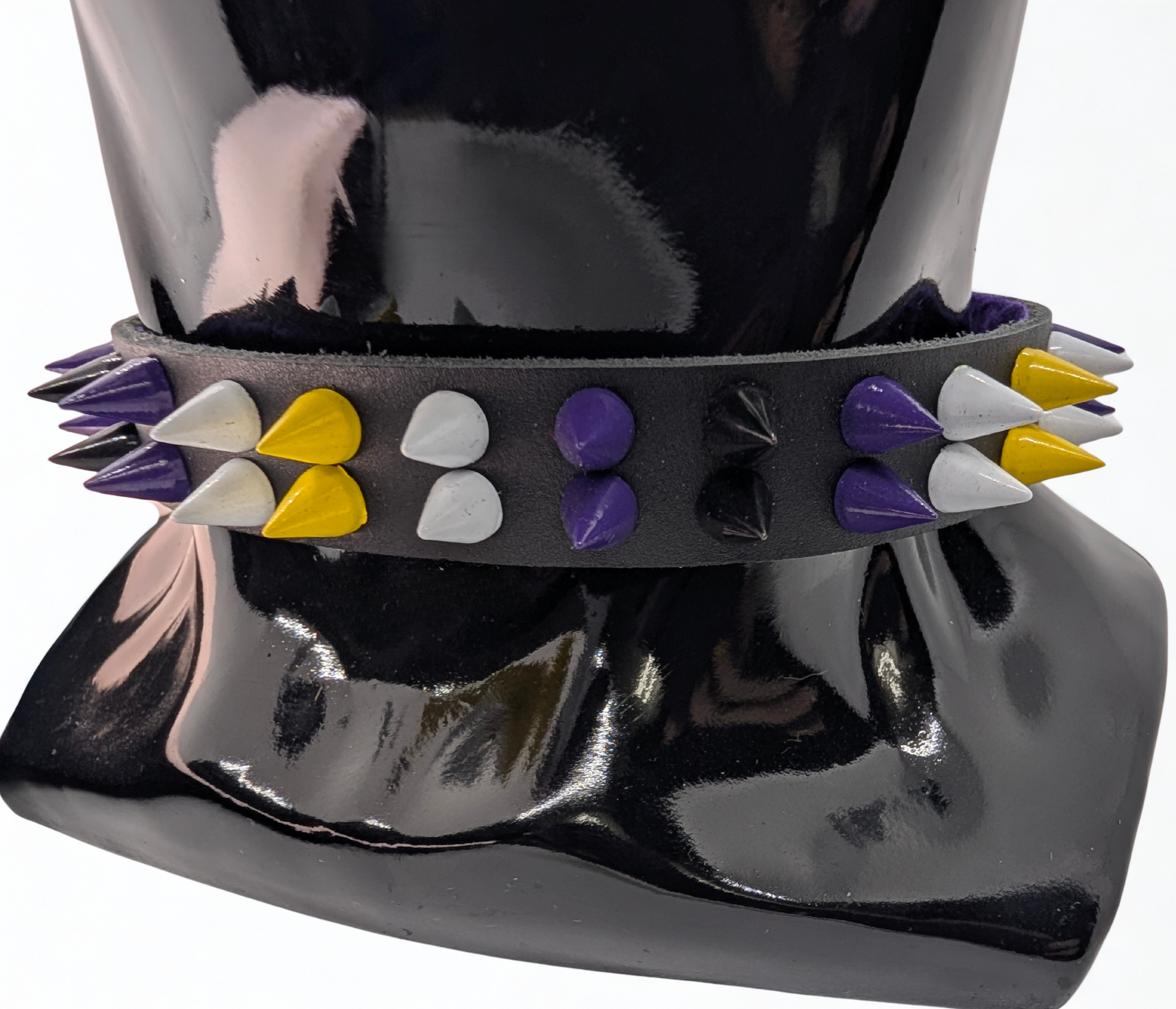 Non-Binary Pride Spike Leather Day Collar