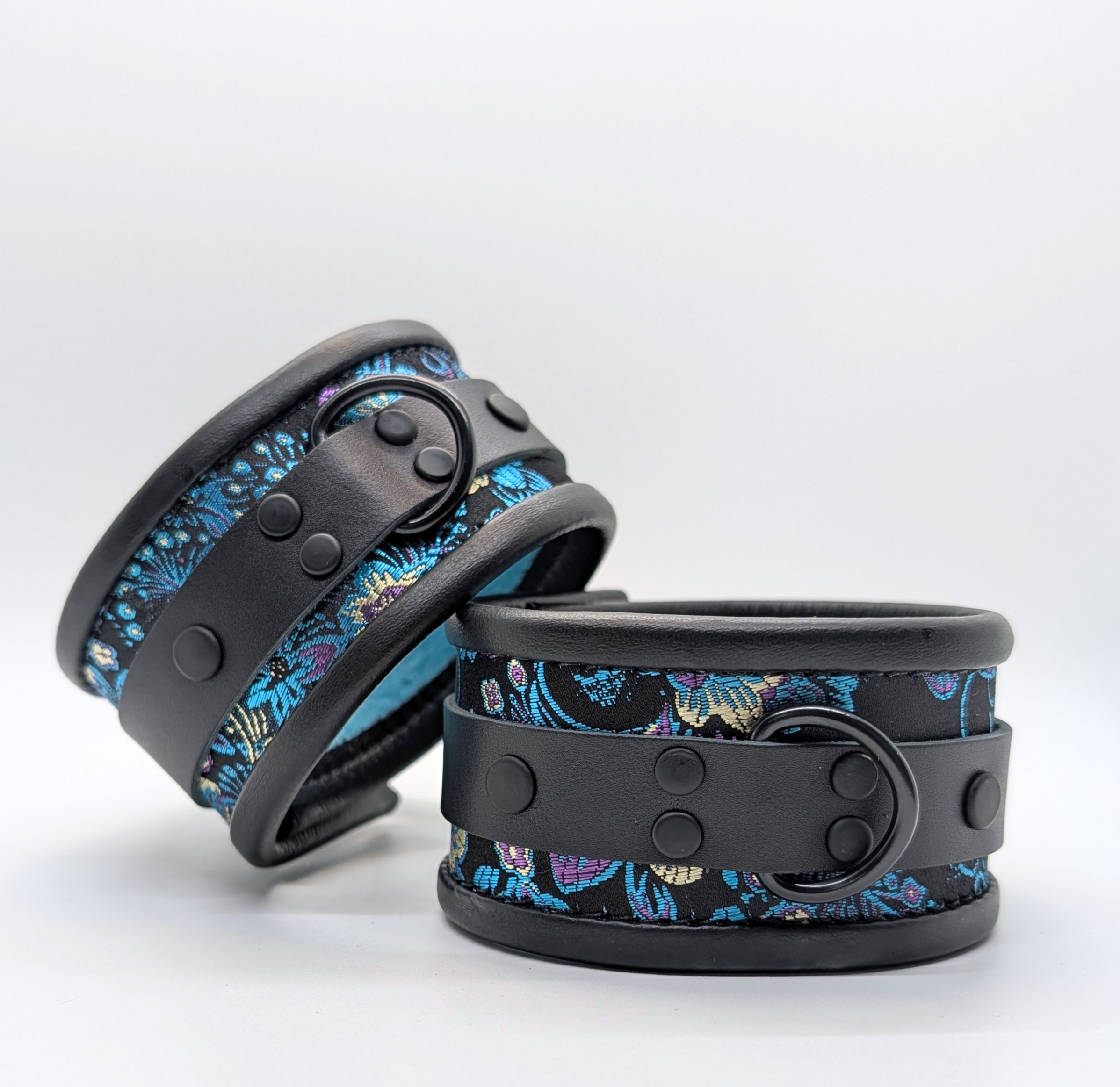 Blue Purple Brocade Ankle Cuffs