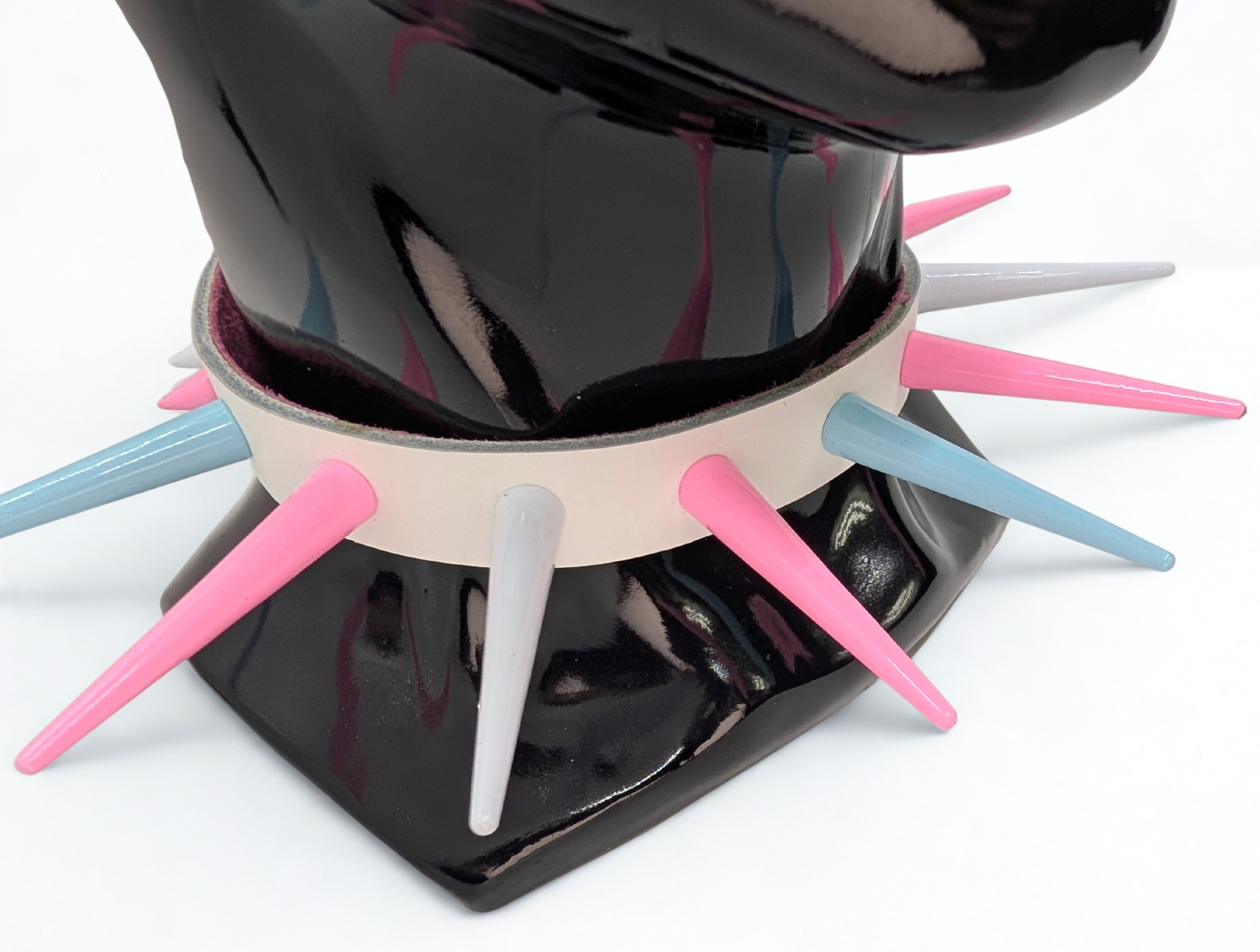 Trans Pride Spike Leather Day Collar