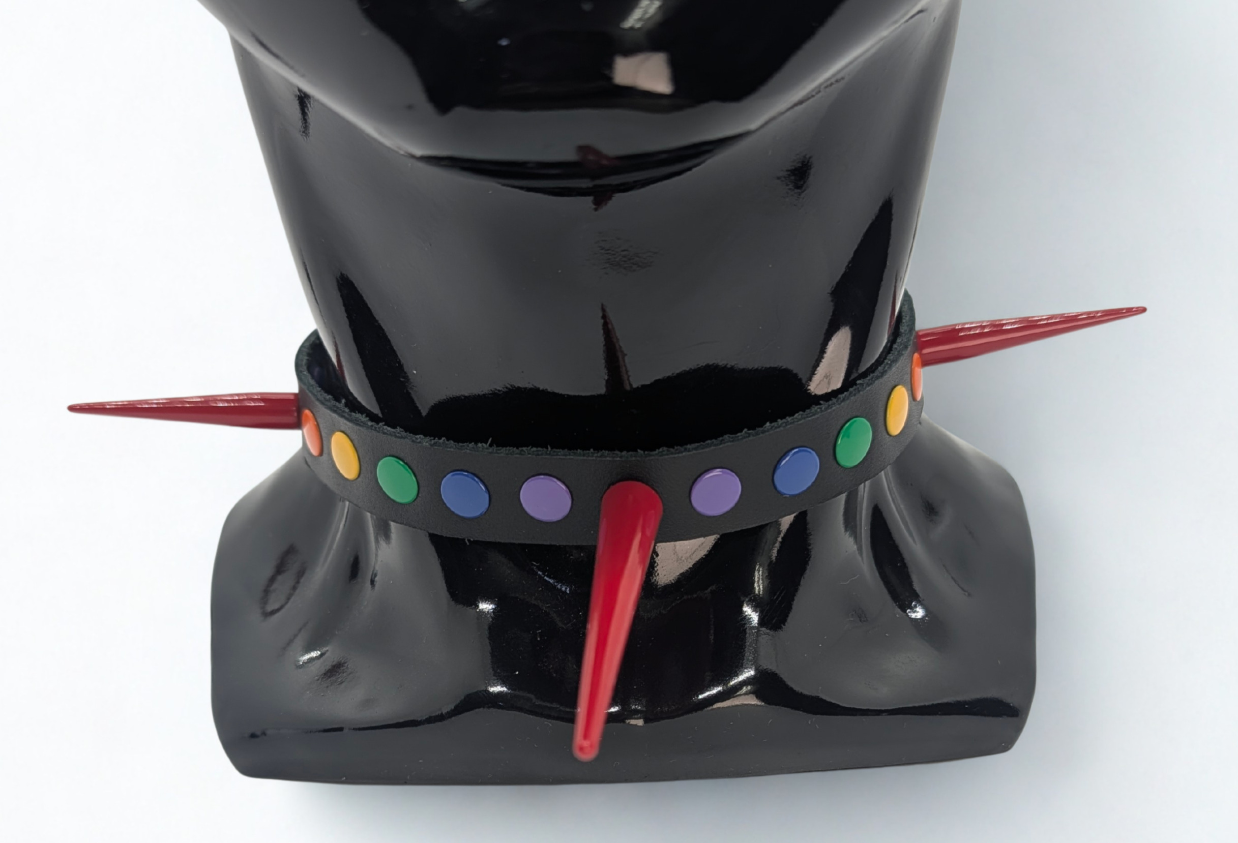Rainbow Spike Leather Day Collar