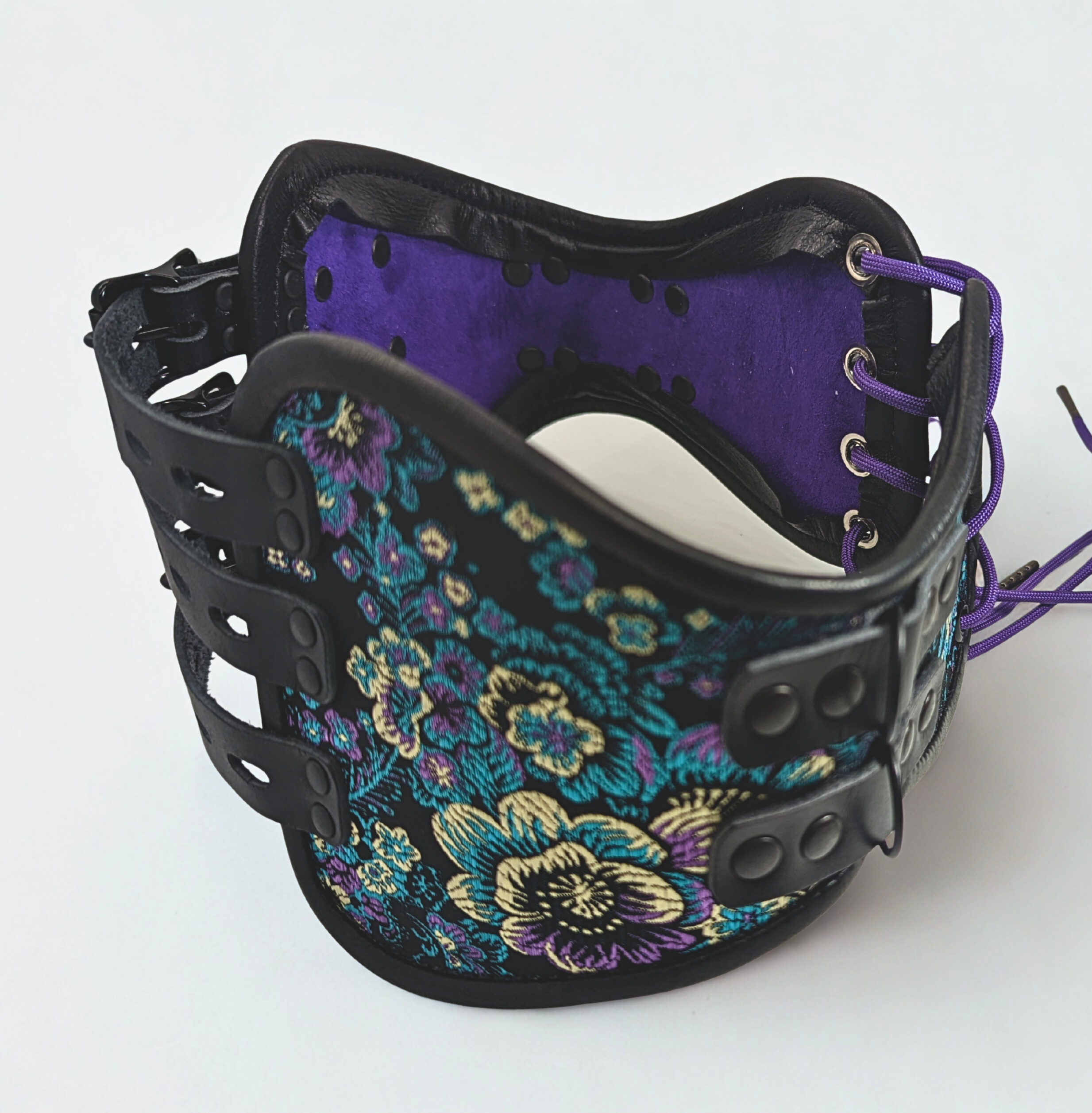 Blue Purple Brocade Waist Restraint Corset Style