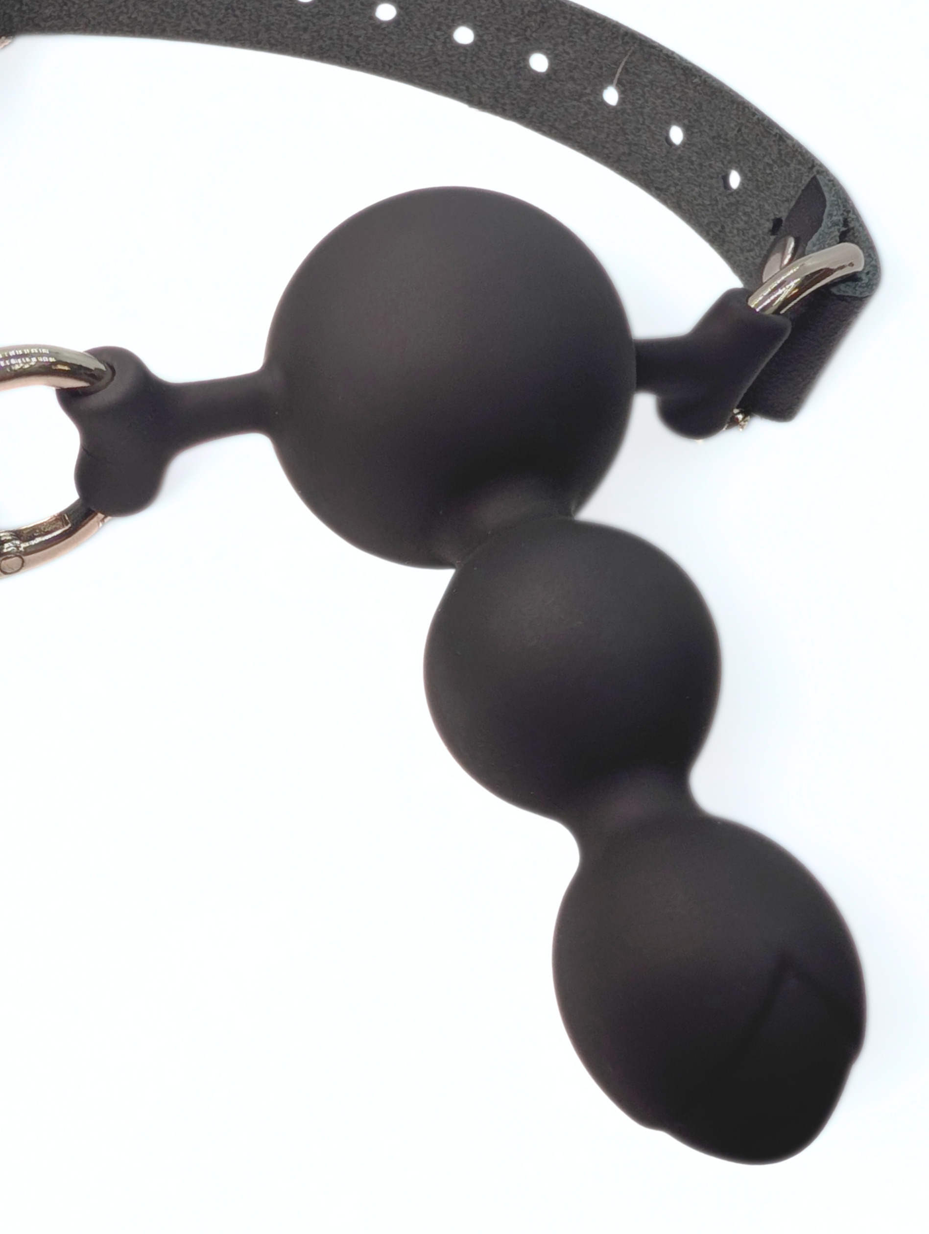 Silicone Stacked Ball Gag with Leather Straps