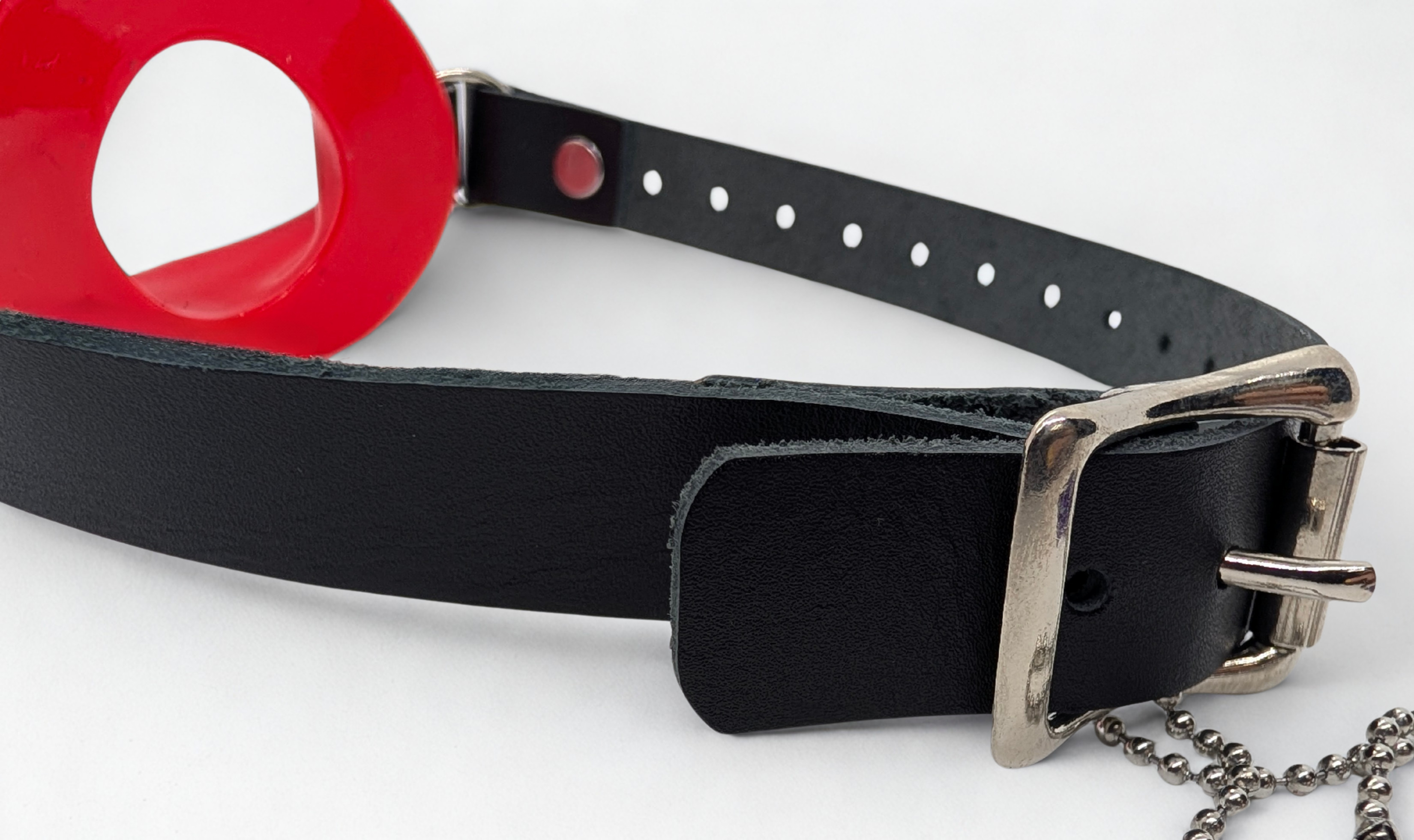 Silicone Open Mouth Lip Gag with Leather Straps