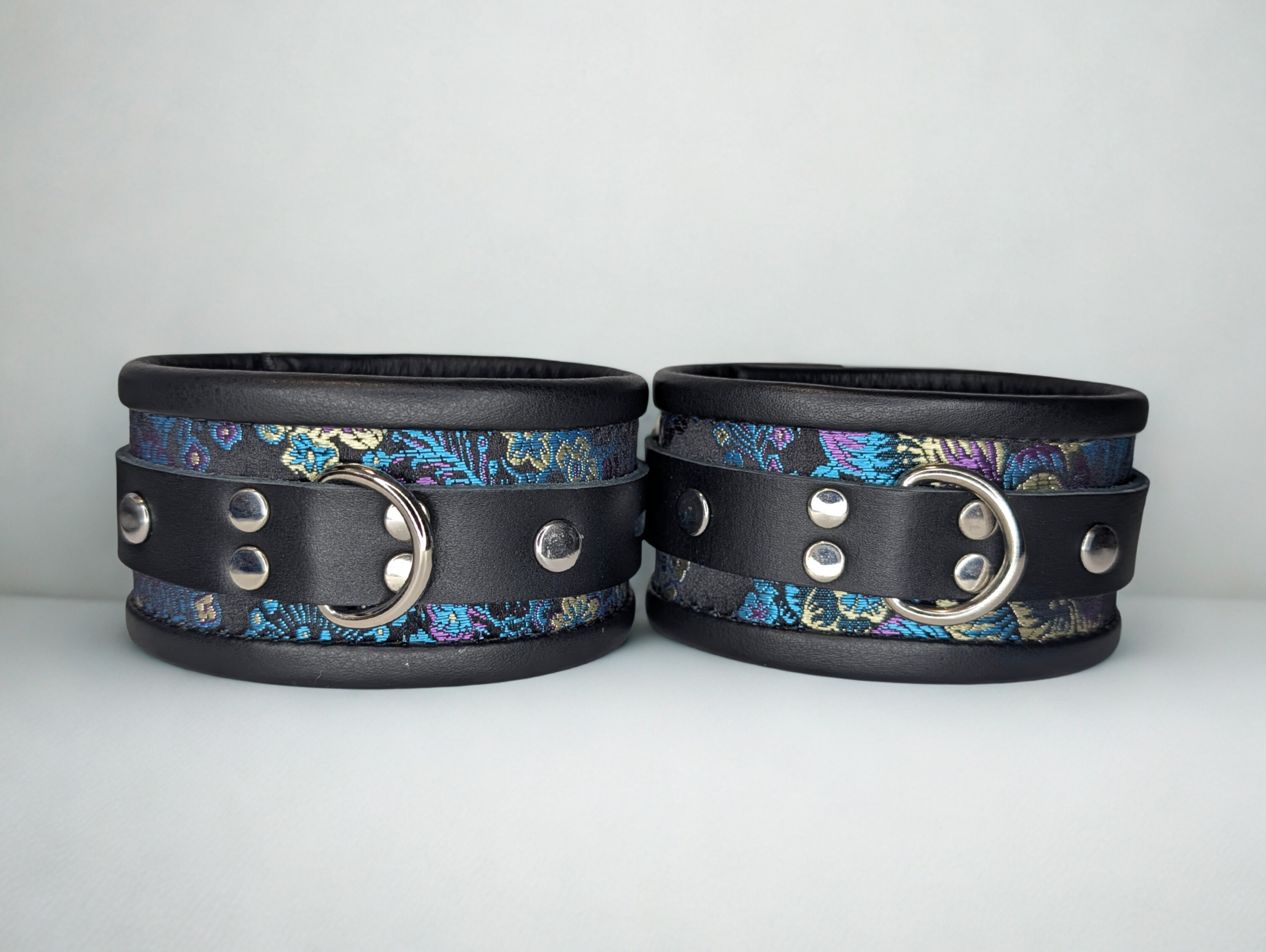 Blue Purple Brocade Ankle Cuffs