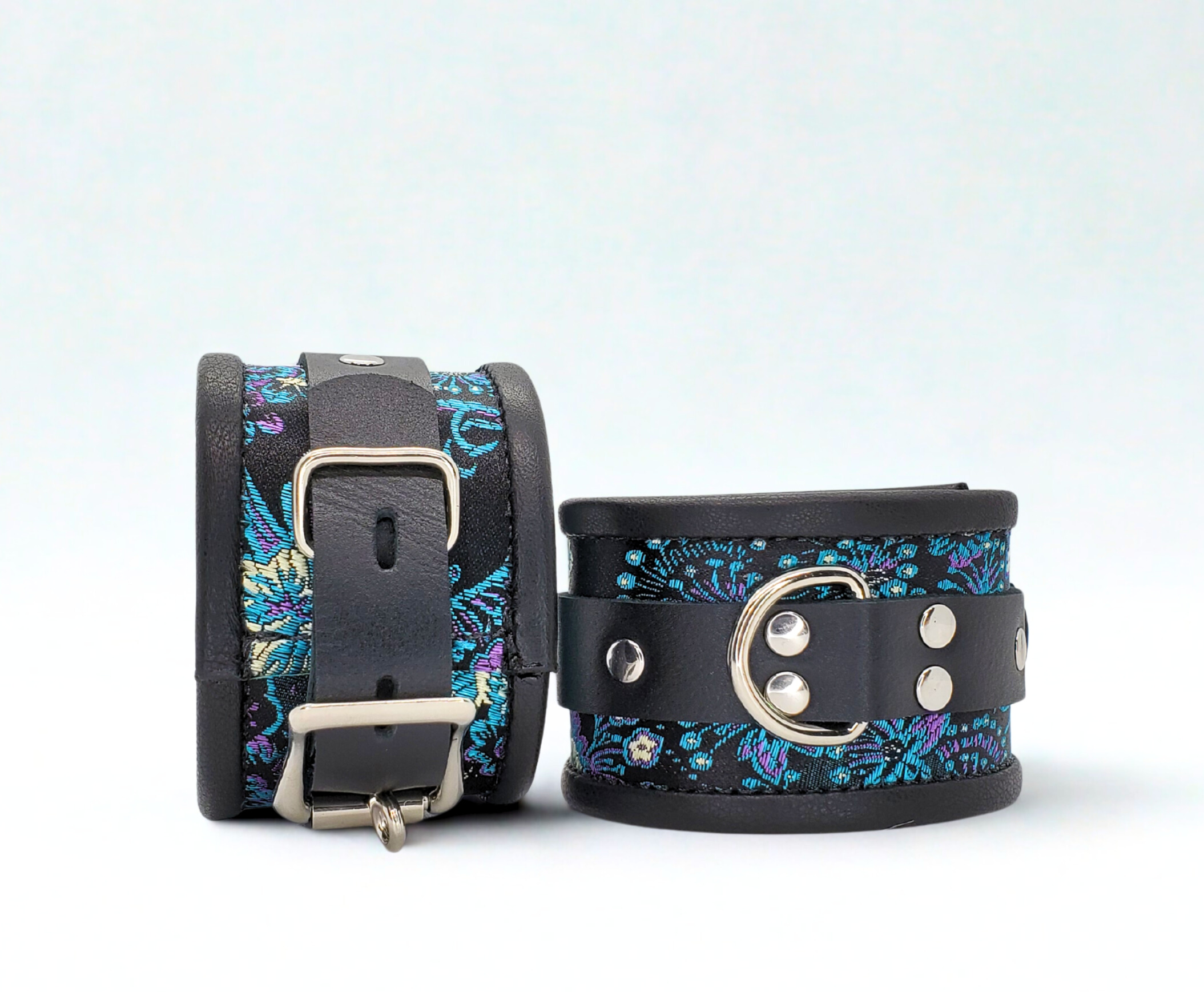 Blue Purple Brocade Wrist Cuffs