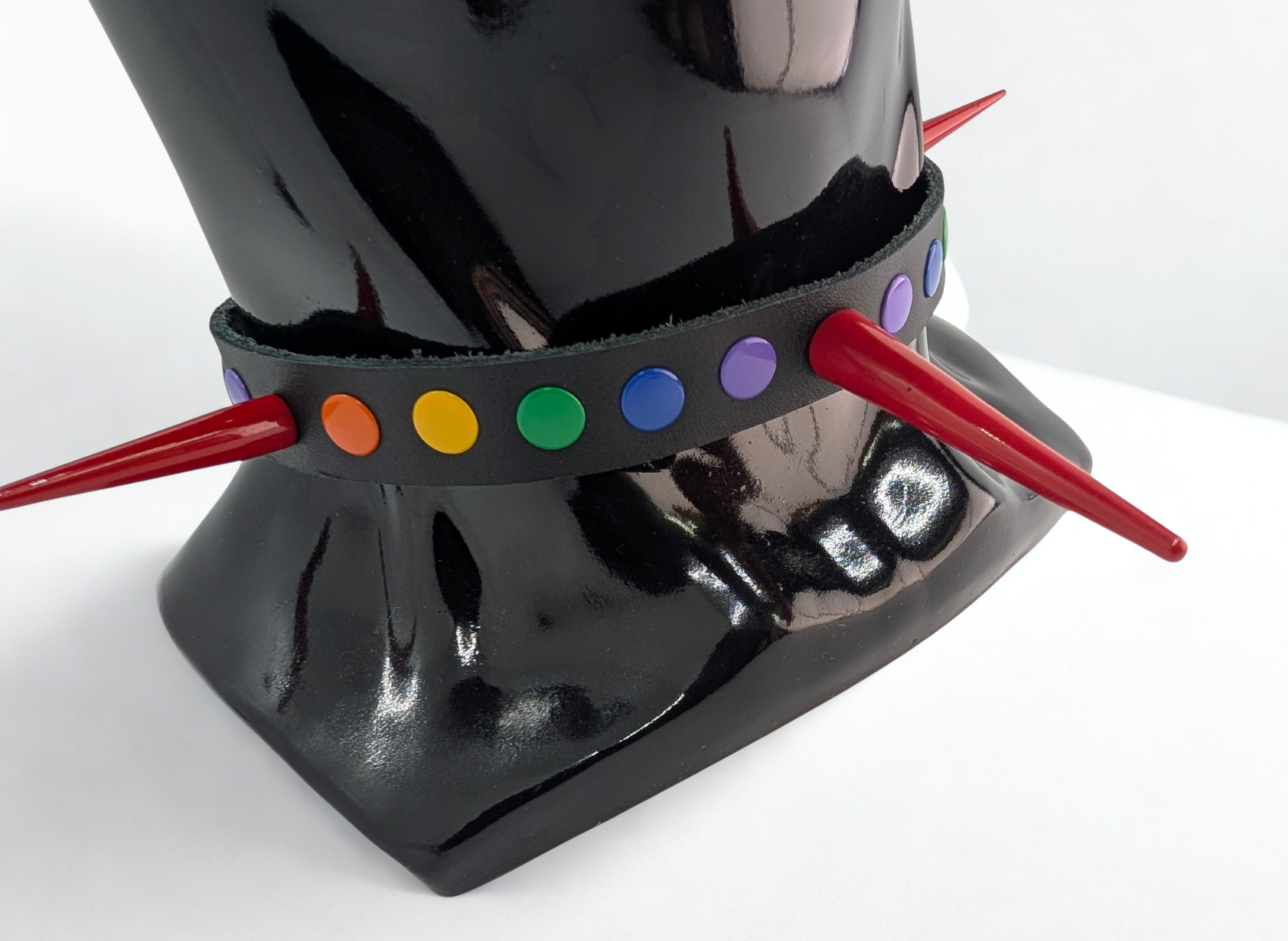 Rainbow Spike Leather Day Collar