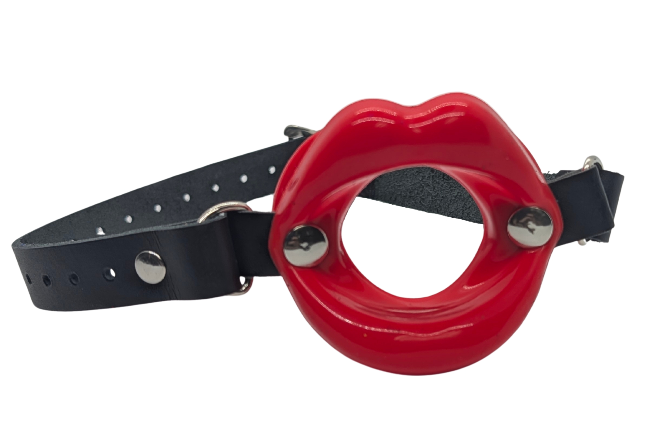 Silicone Open Mouth Lip Gag with Leather Straps