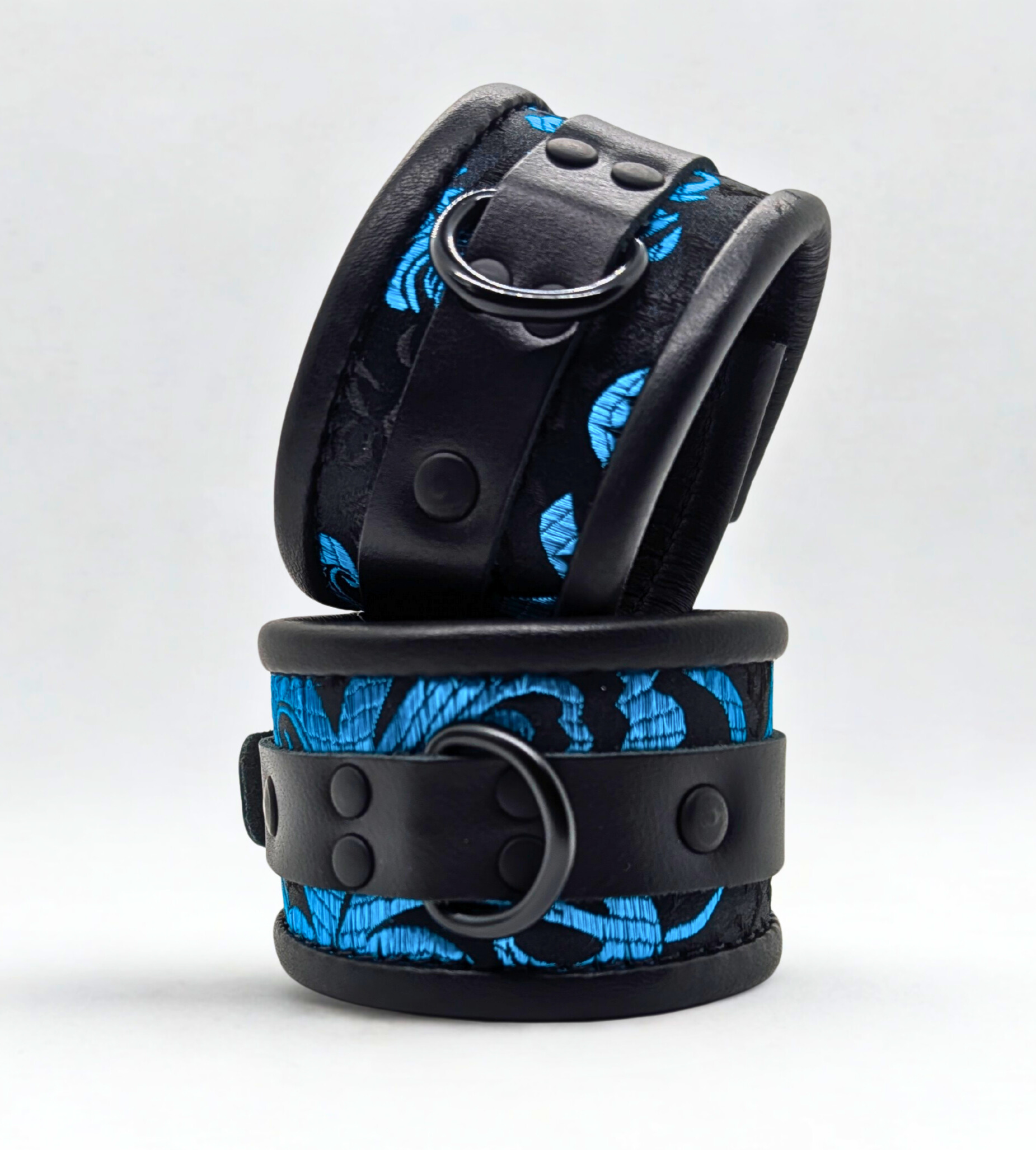 Blue Feather Brocade Wrist Cuffs