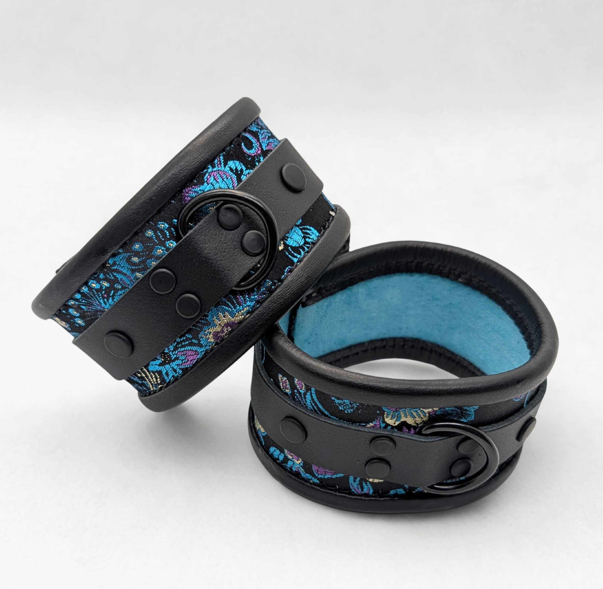 Blue Purple Brocade Wrist Cuffs