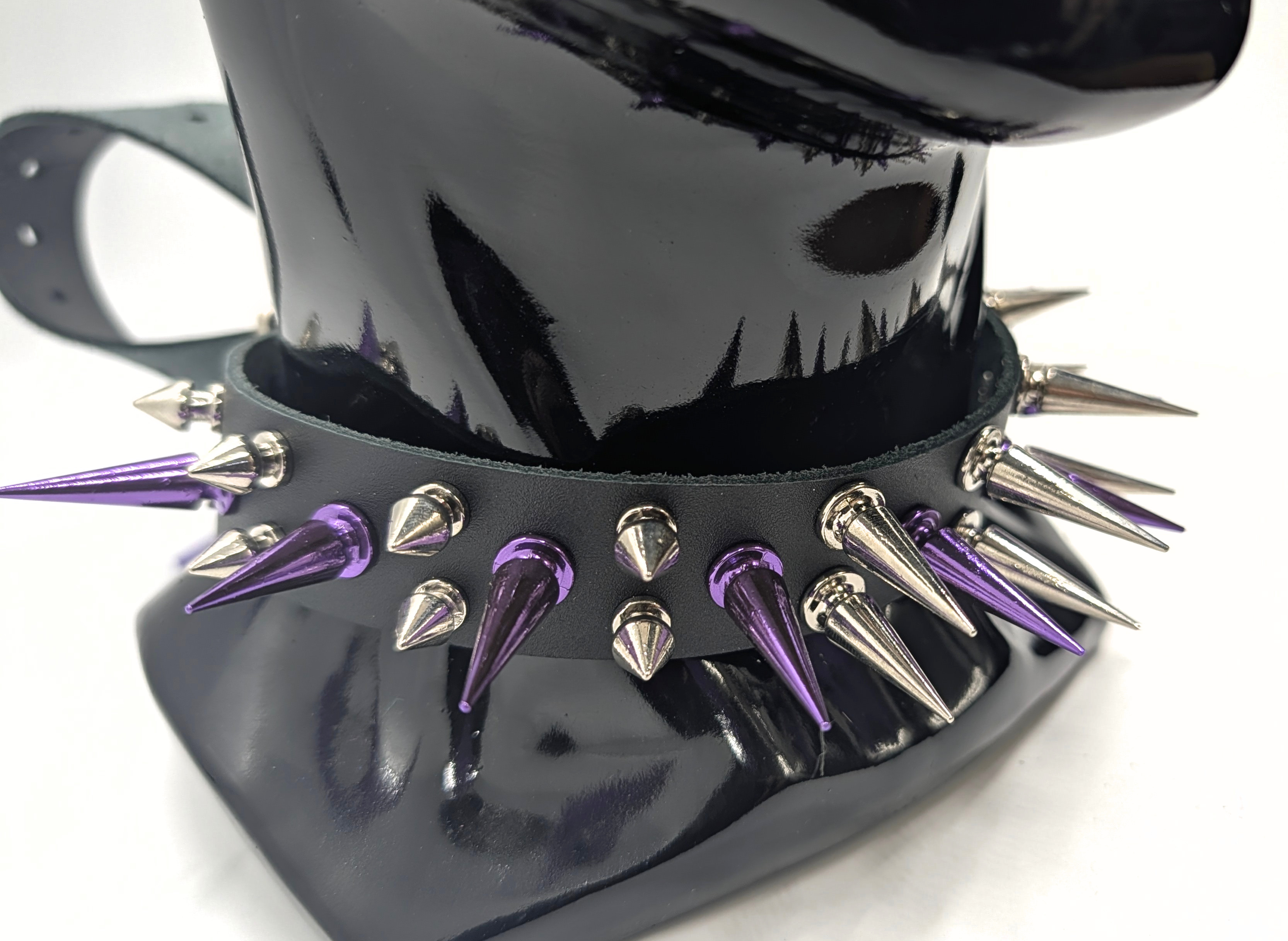 Purple and Silver Spiked Leather Day Collar