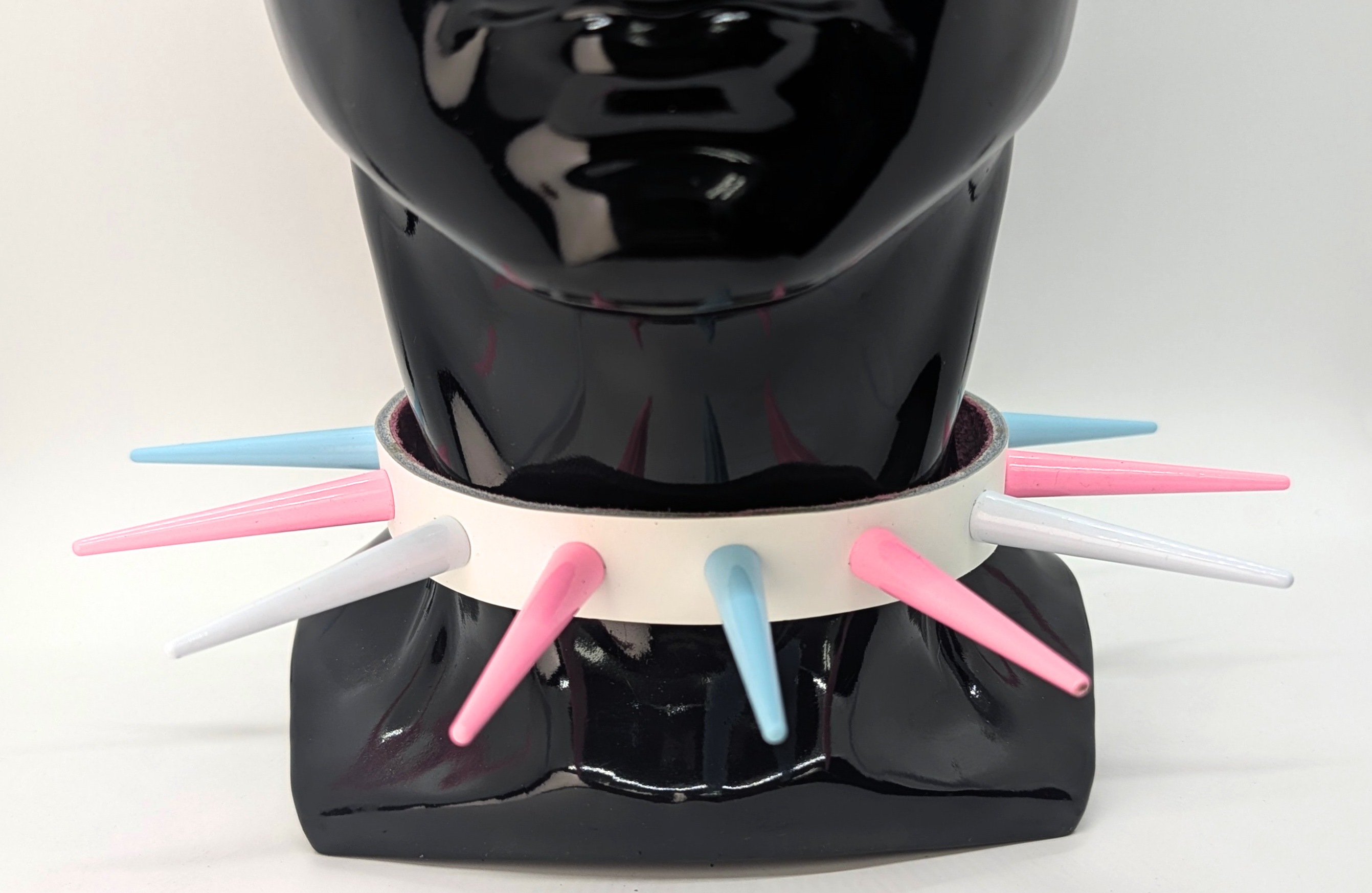 Trans Pride Spike Leather Day Collar