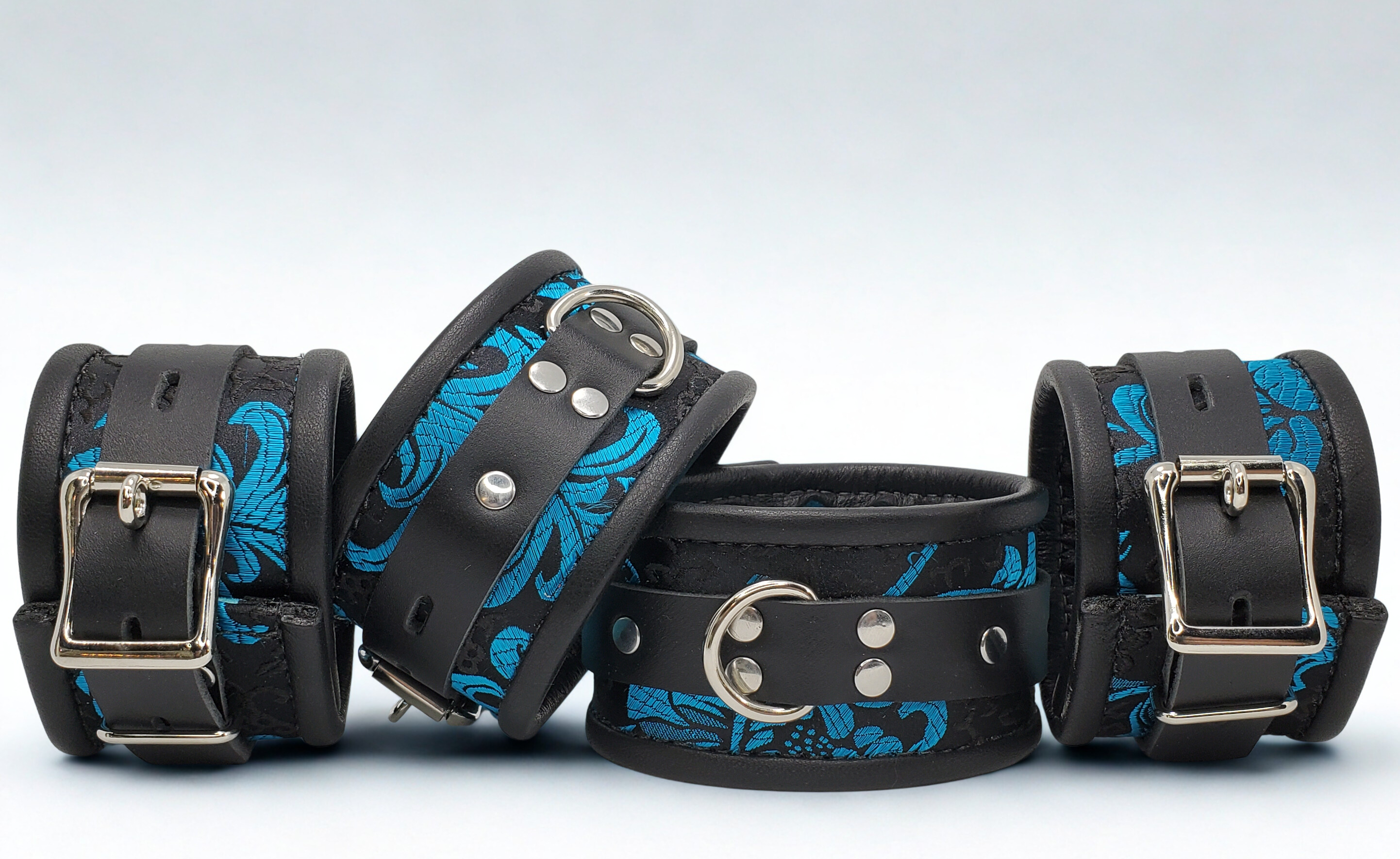 Blue Feather  Brocade Wrist & Ankle Set