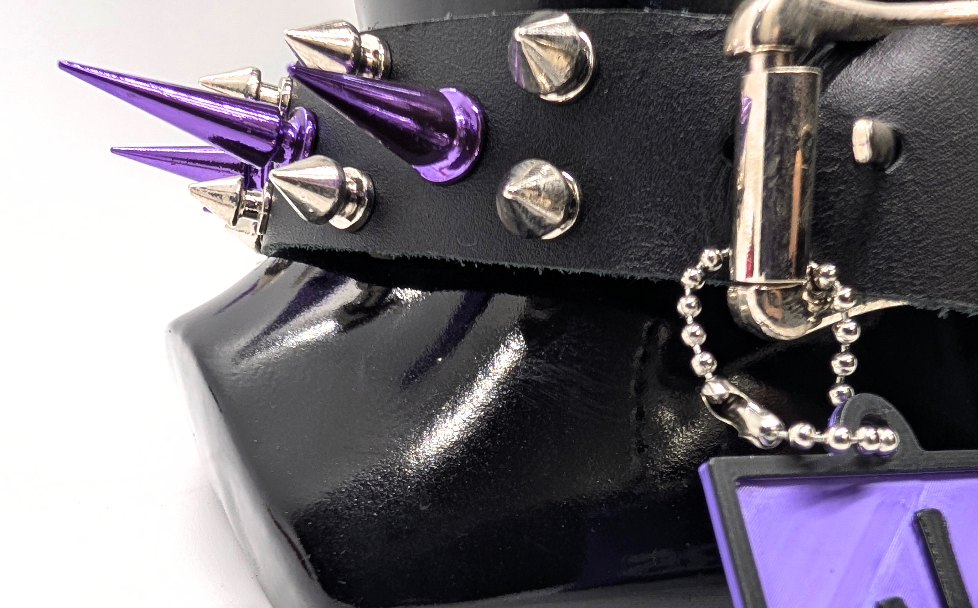 Purple and Silver Spiked Leather Day Collar