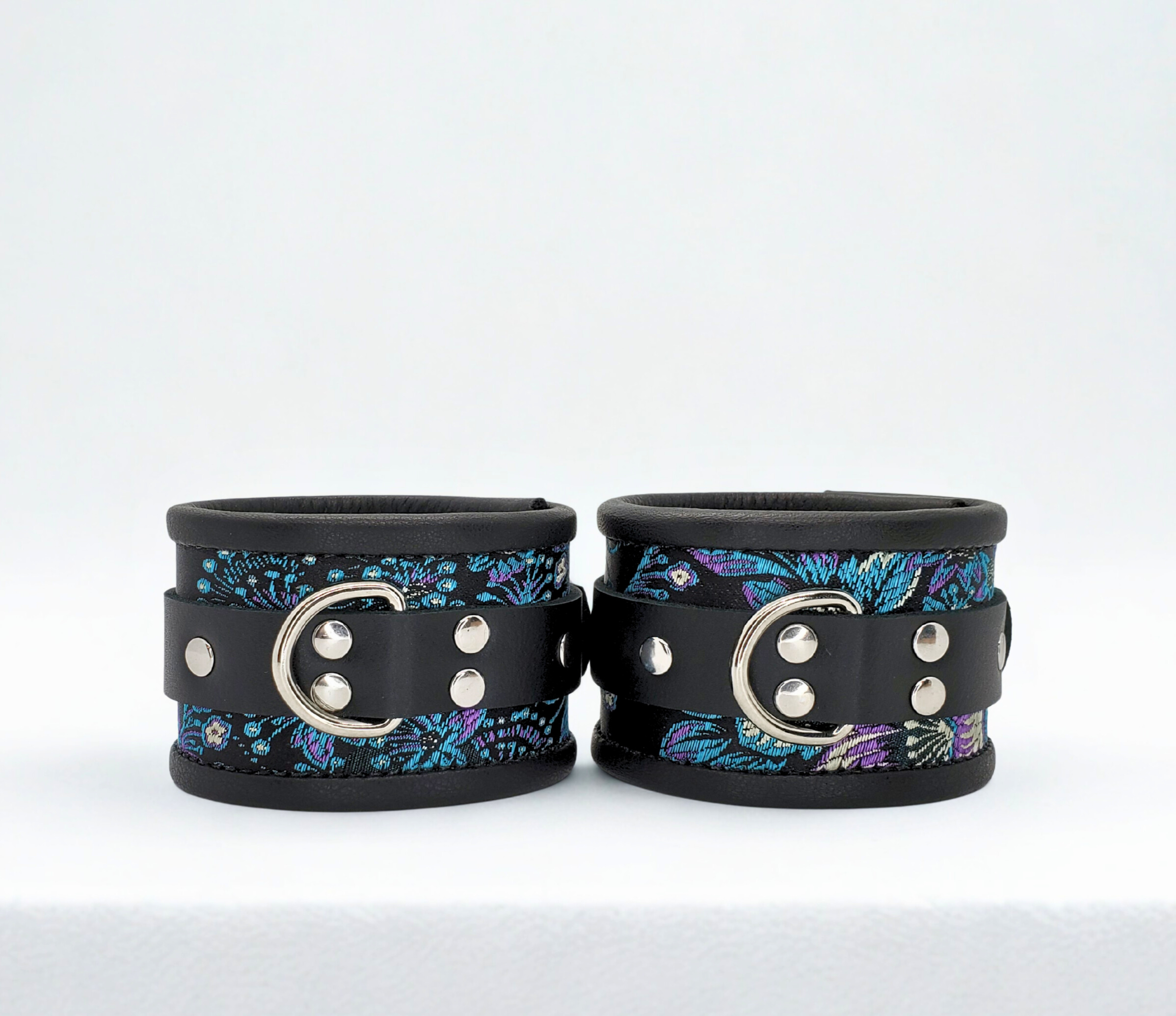 Blue Purple Brocade Wrist Cuffs