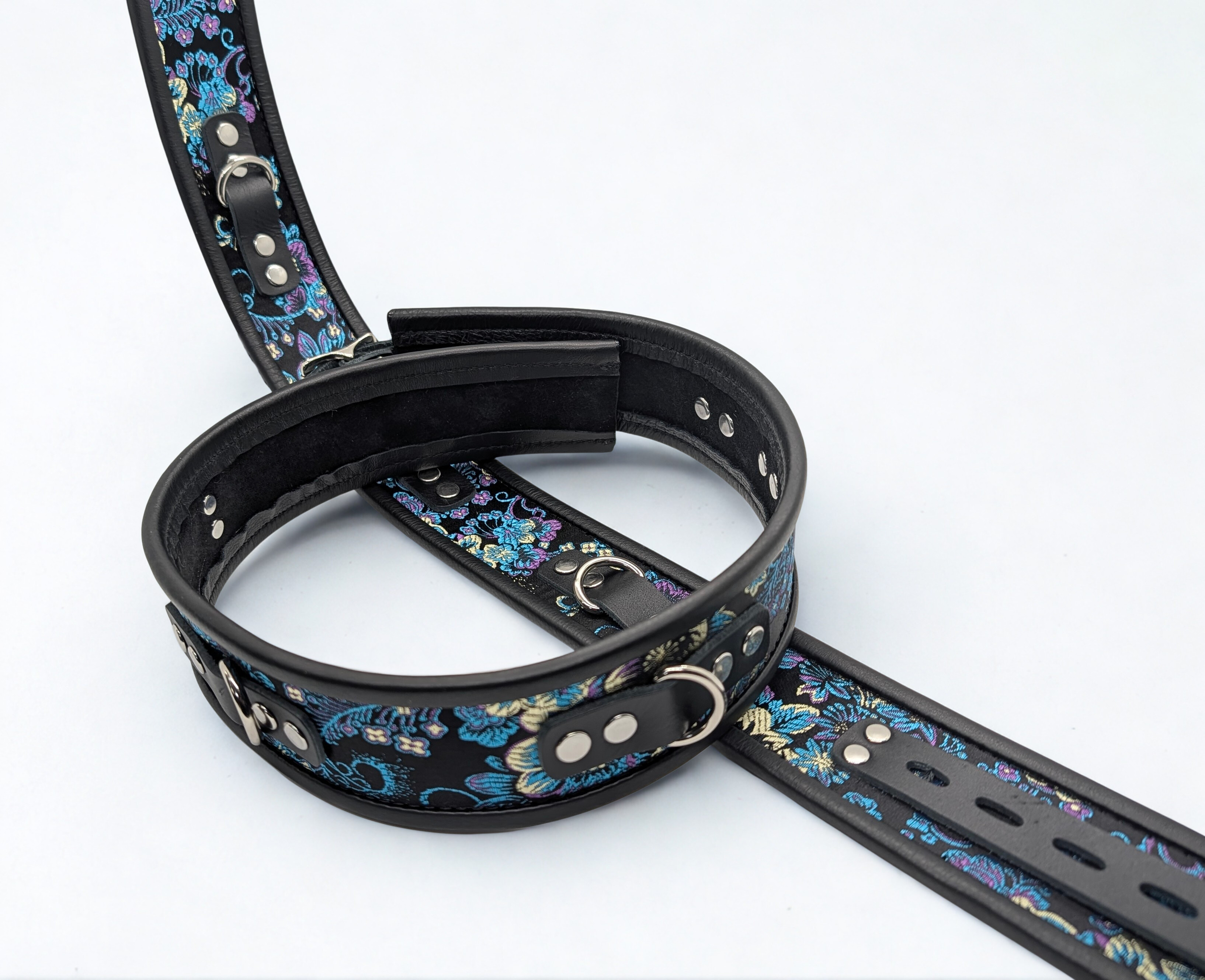 Blue Purple Brocade Thigh Cuffs