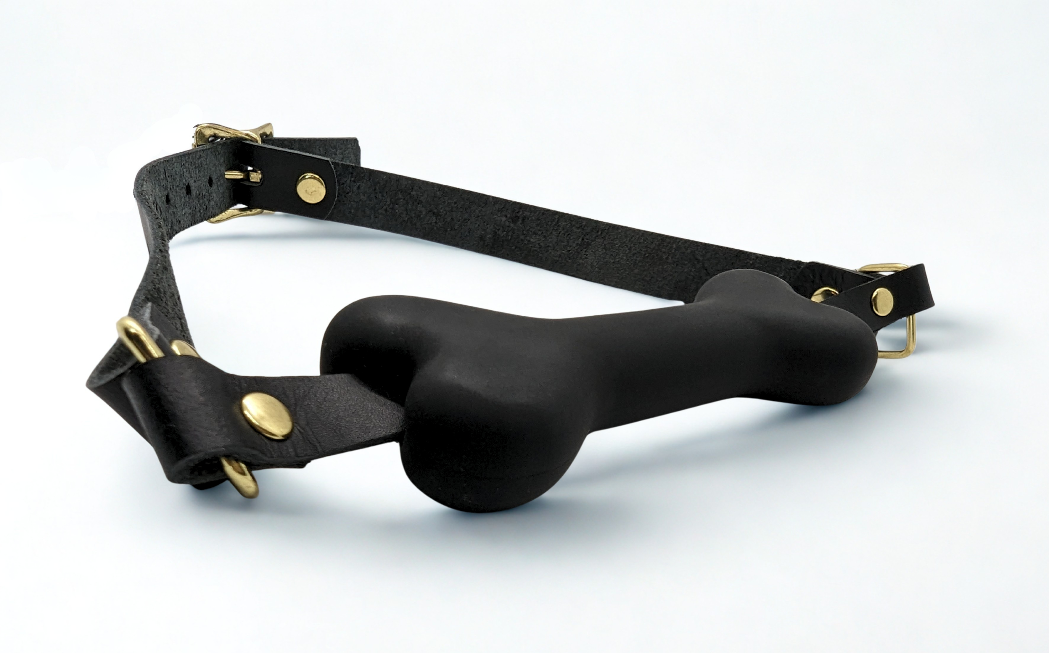 Silicone and Leather Bone Gag