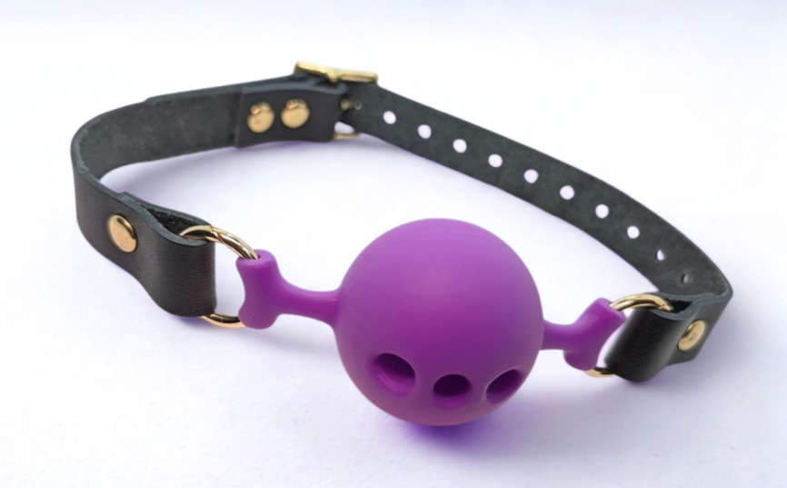 Classic Silicone and Leather Ball Gag with Holes