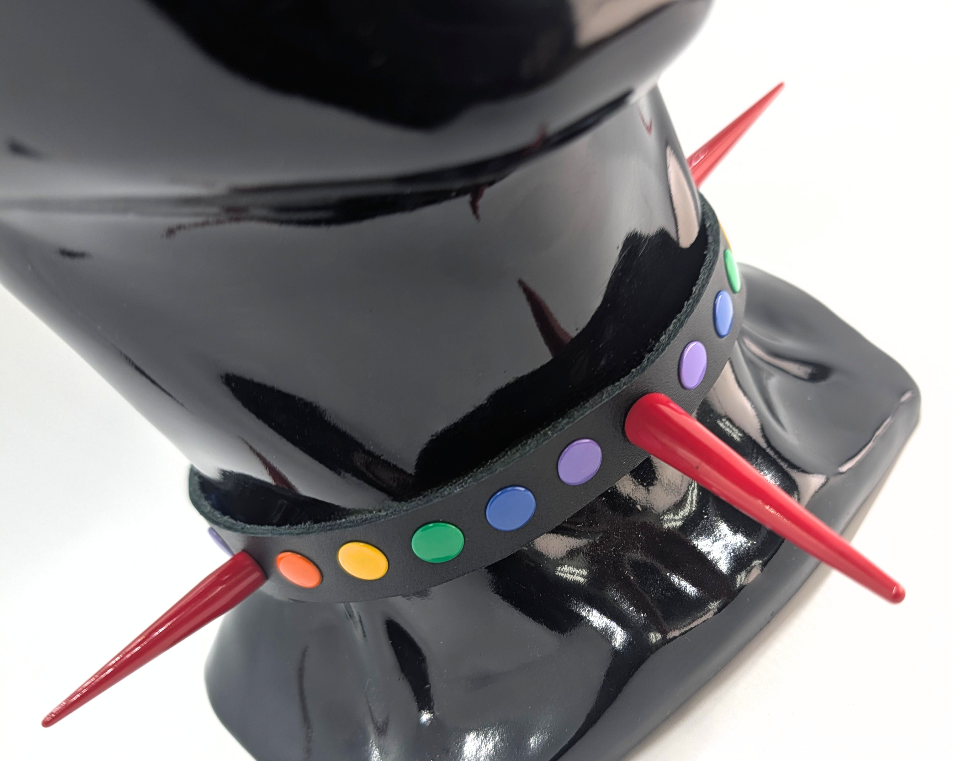 Rainbow Spike Leather Day Collar