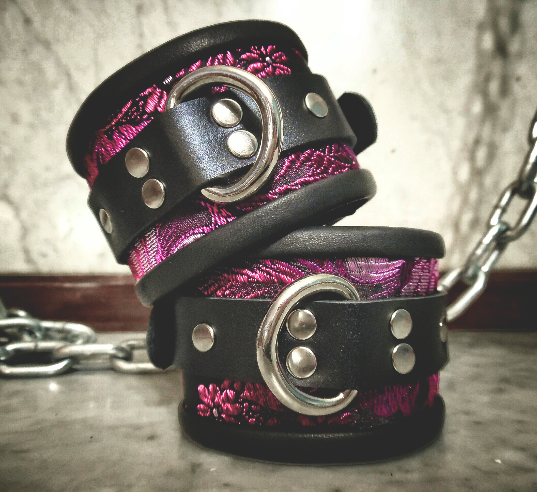 Fuchsia Brocade Wrist & Ankle Set