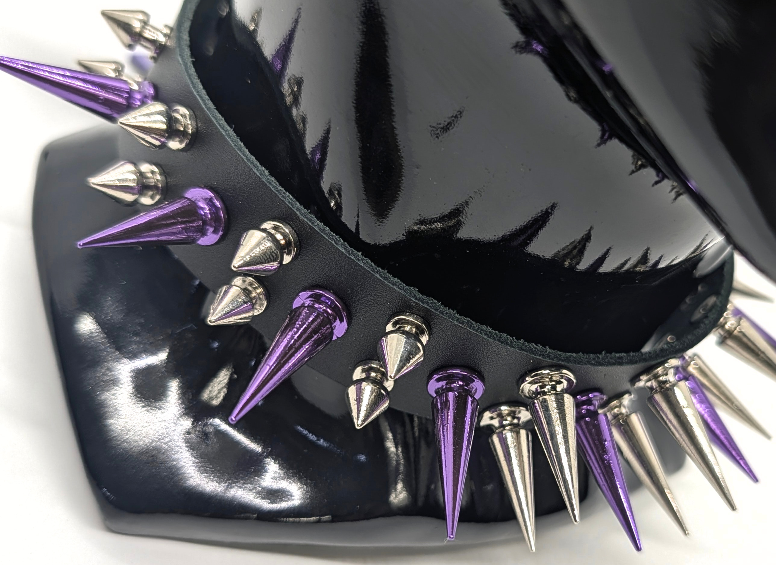 Purple and Silver Spiked Leather Day Collar