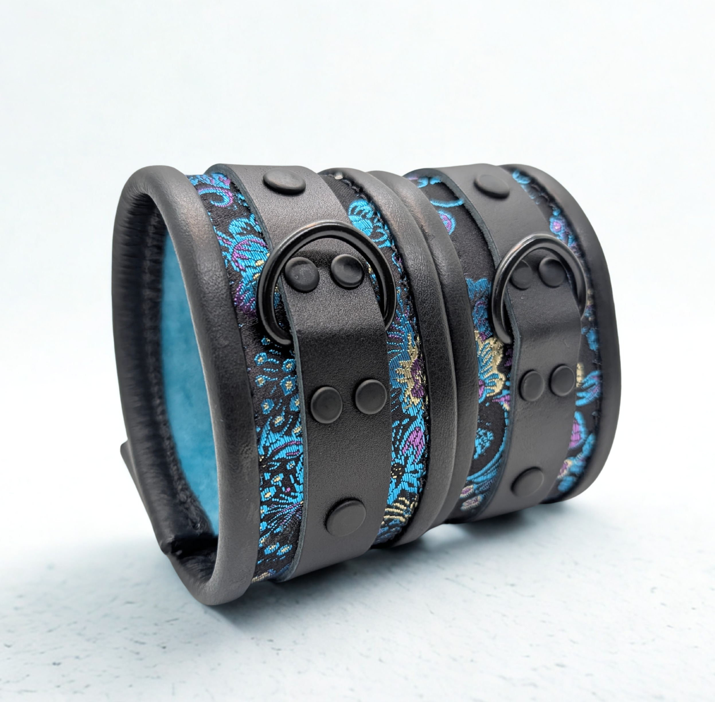Blue Purple Brocade Ankle Cuffs