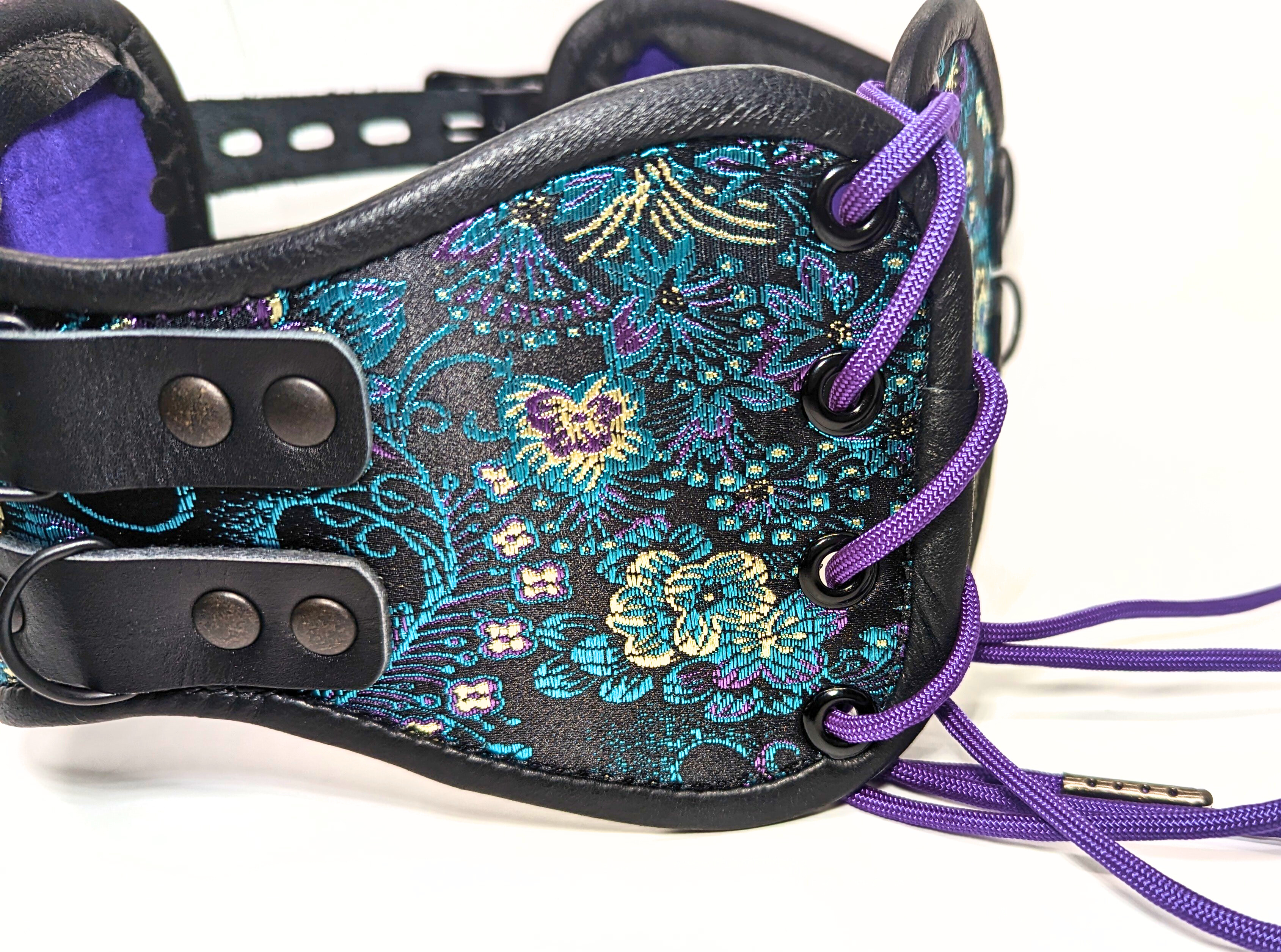 Blue Purple Brocade Waist Restraint Corset Style