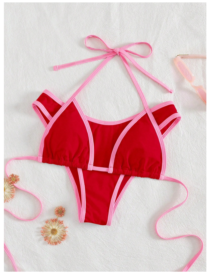 Bikini rojo y rosa