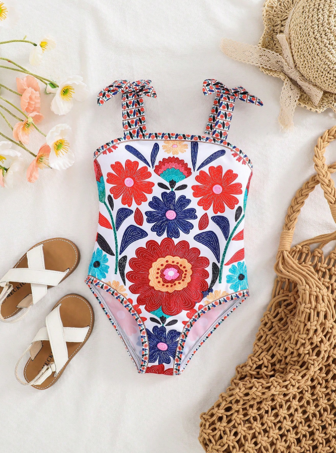 Traje de baño infantil floral