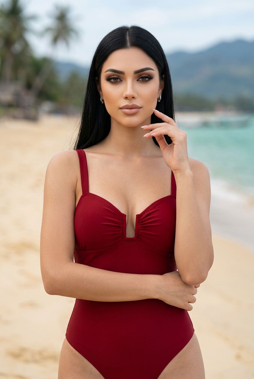 Traje de baño rojo clásico