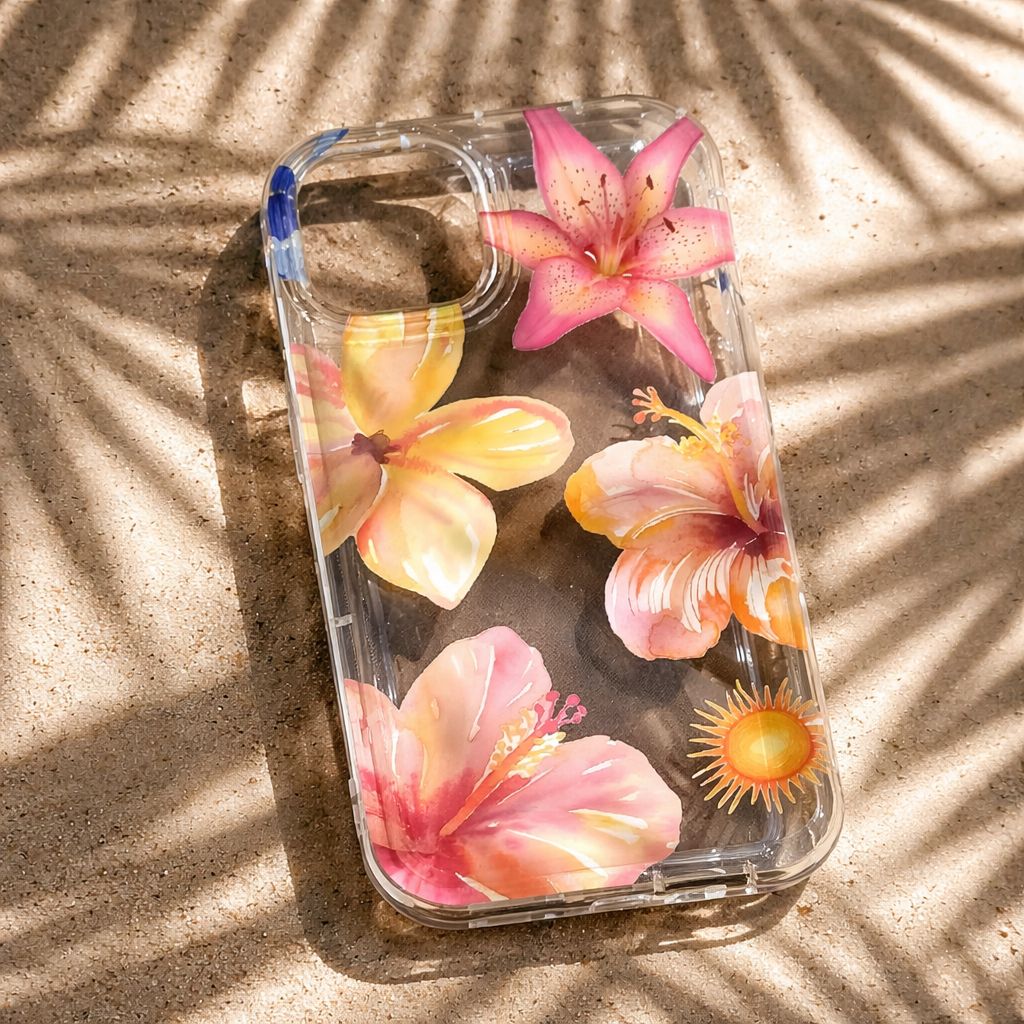 Funda floral transparente para móvil