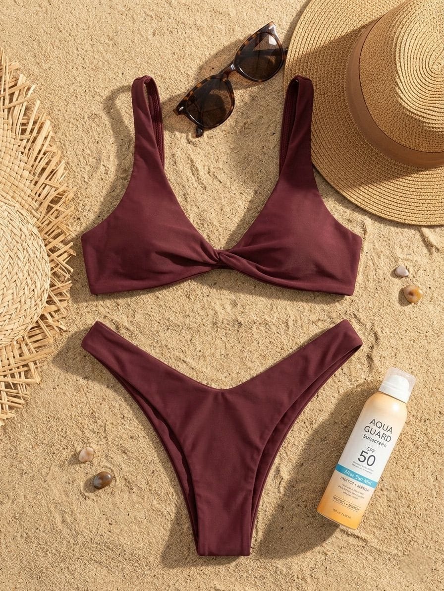 Bikini burdeos de playa