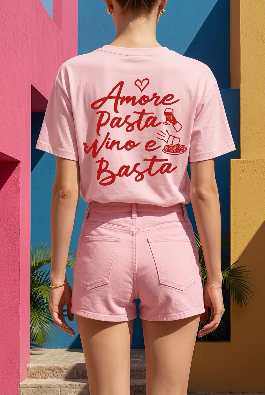 Camiseta Rosa con Frase Italiana