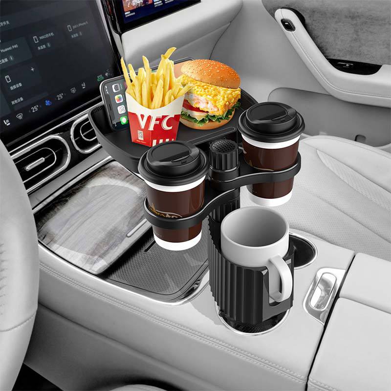 5-in-1 bekerhouder voor in de auto, tafelblad, 360 graden verstelbaar, rekbaar, universeel, multifunctionele tafel, snacktablet, auto-organizer voor auto, bekerhouder