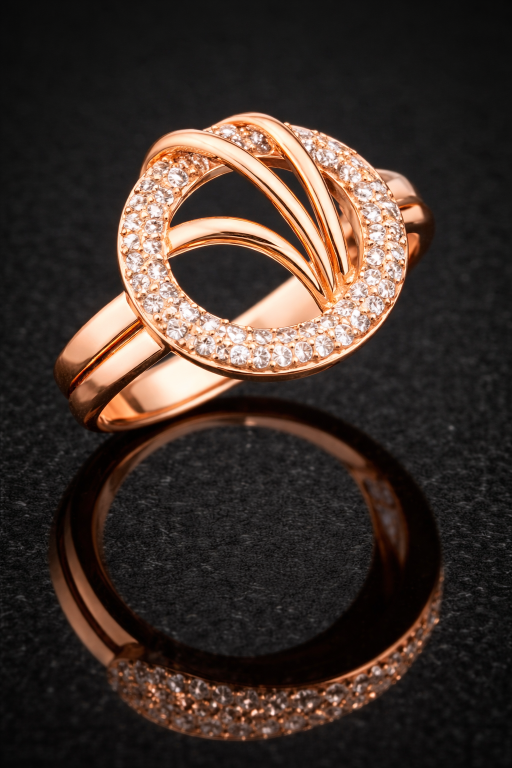 Elegant Rose Gold Plated CZ Diamond Ring