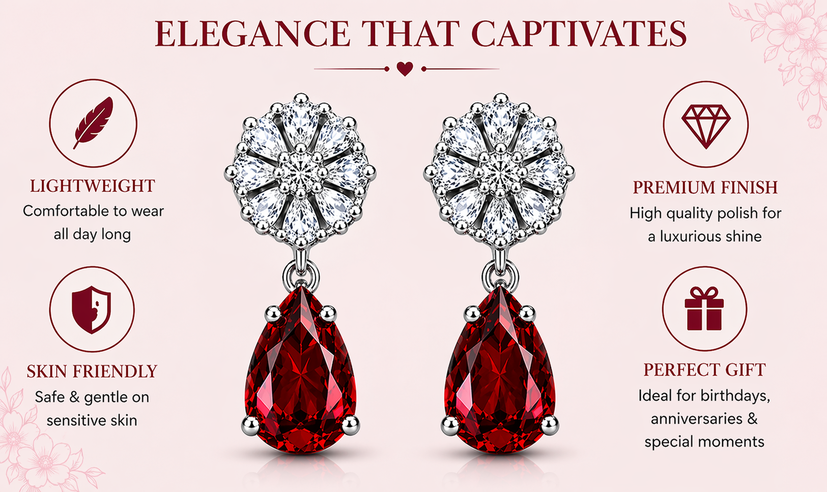 Ruby Drop Earrings