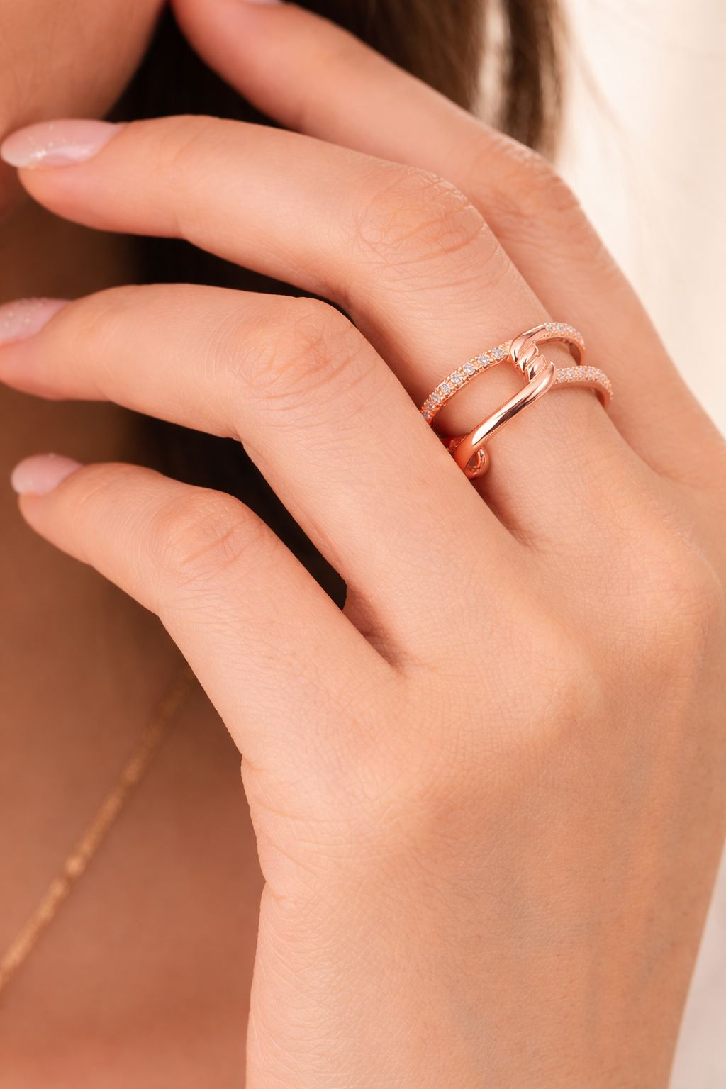 Rose Gold Plated CZ Diamond Infinity Ring