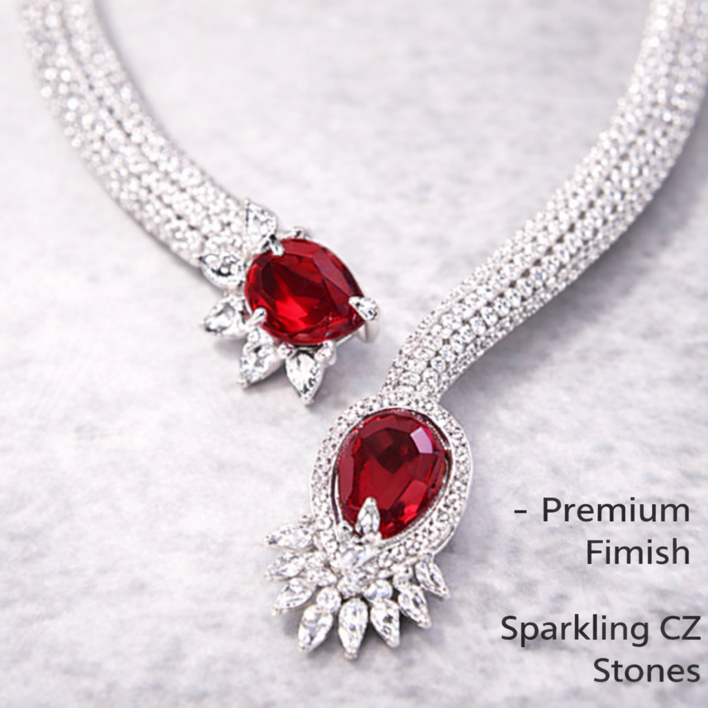 Ruby & CZ Diamond Statement Necklace