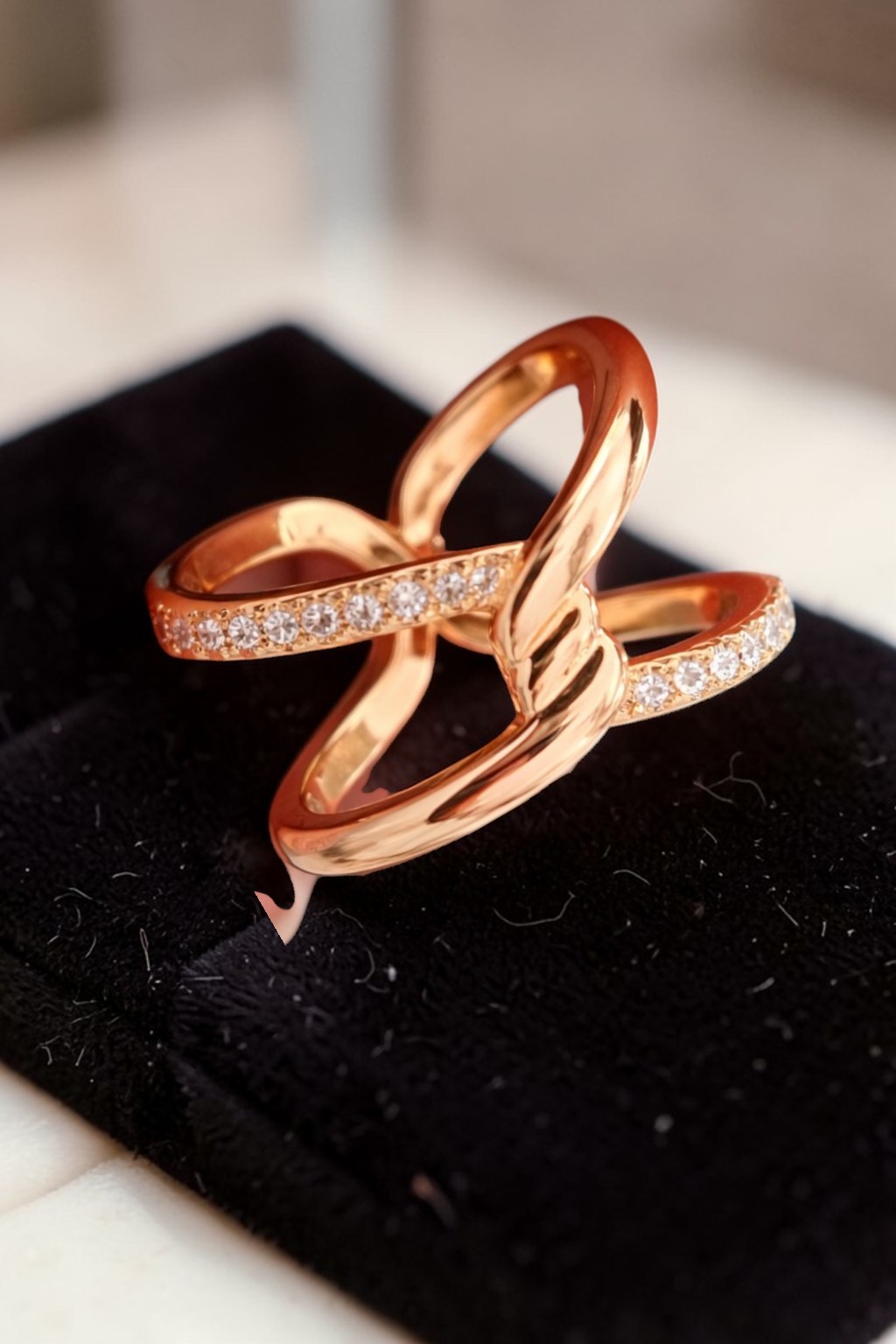 Rose Gold Plated CZ Diamond Infinity Ring