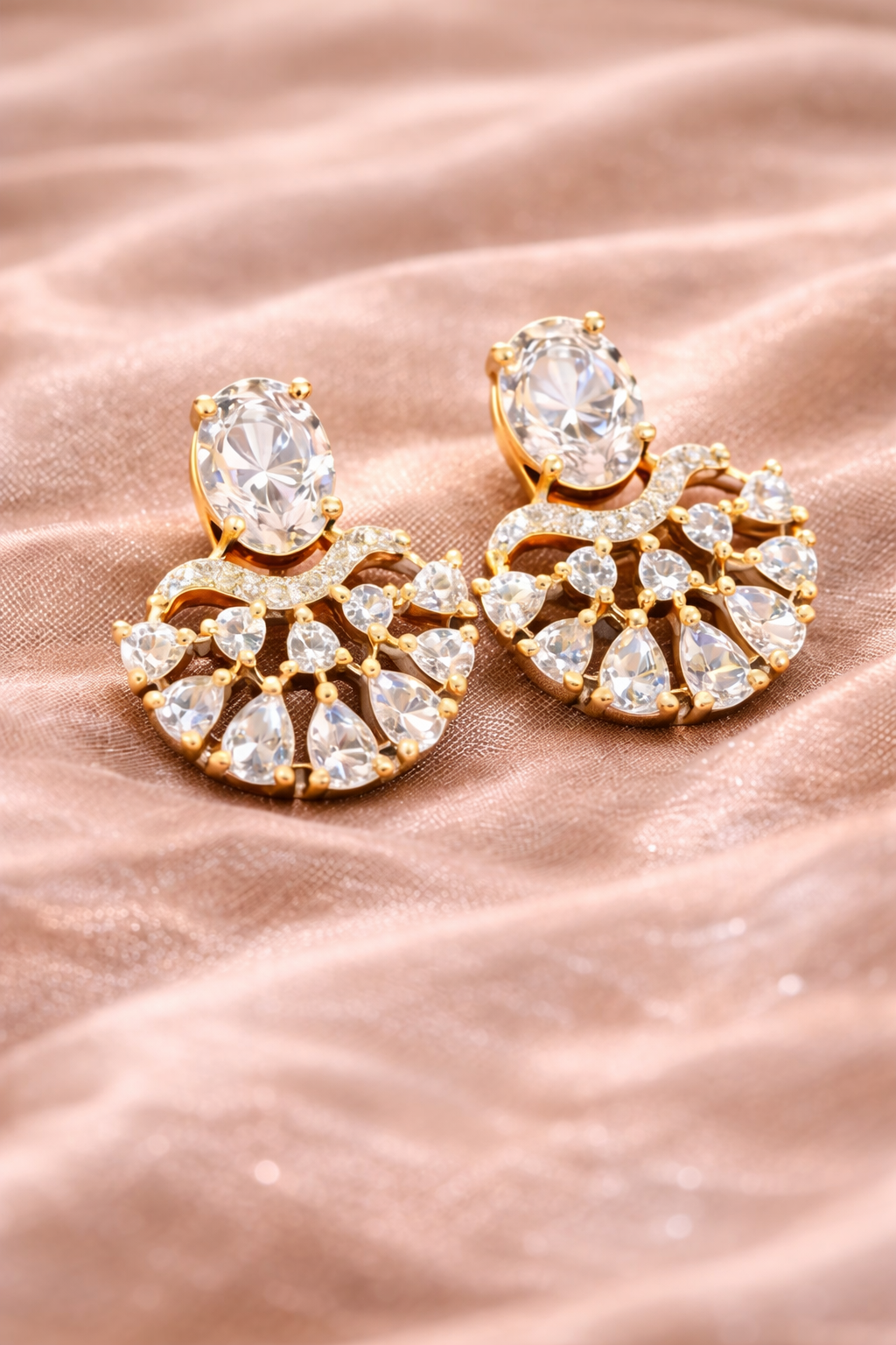 Elegant Gold-Plated CZ Diamond Earrings