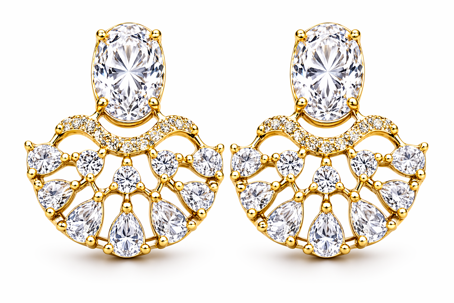 Elegant Gold-Plated CZ Diamond Earrings