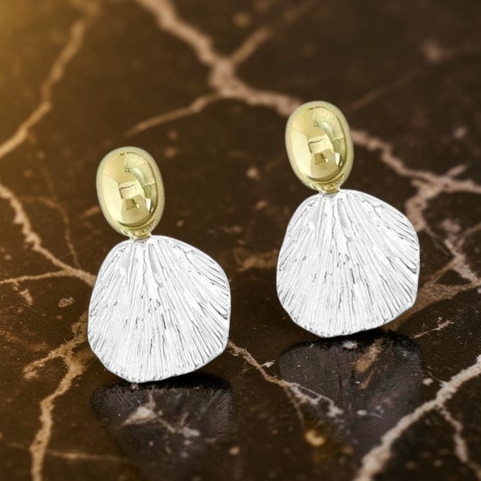 Golden & Silver Leaf Drop Earrings