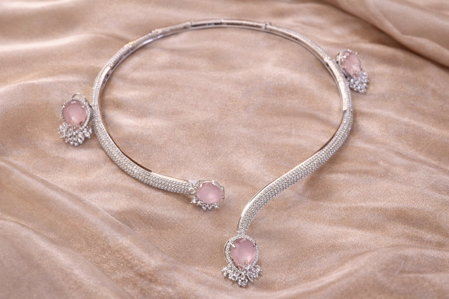 Pink Gemstone Diamond Choker Necklace